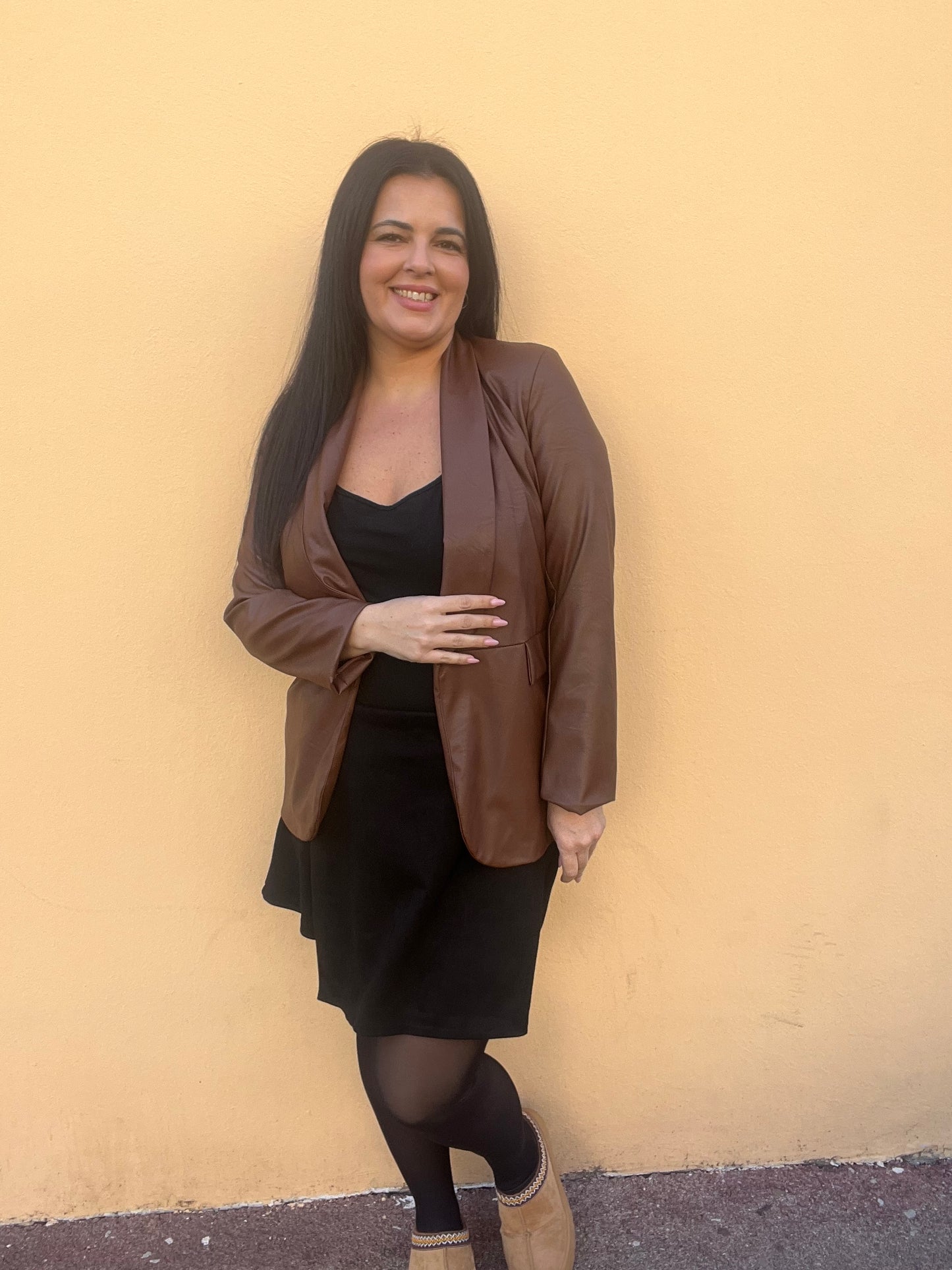 Veste simili cuir marron