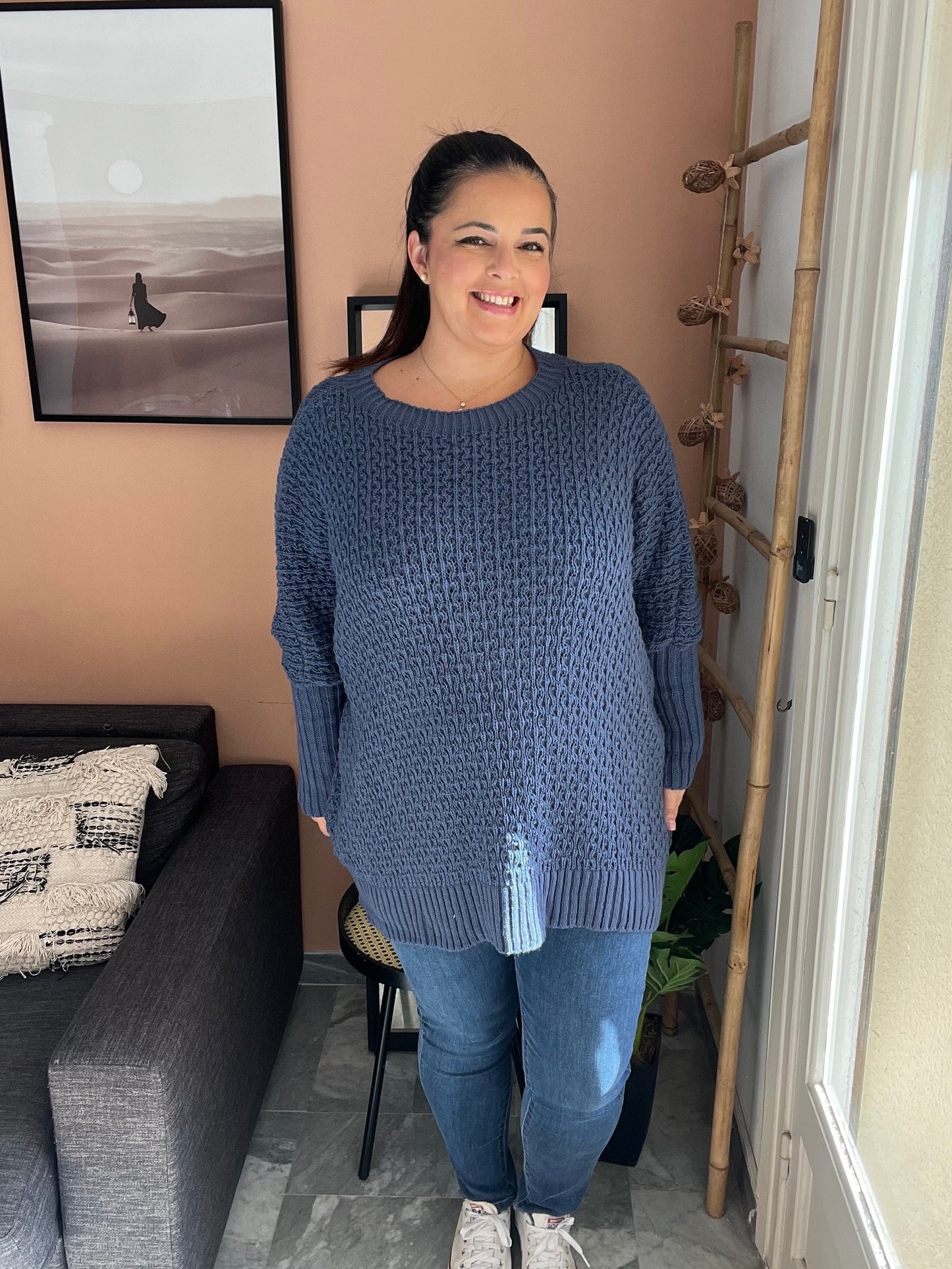 Pull en maille oversize bleu