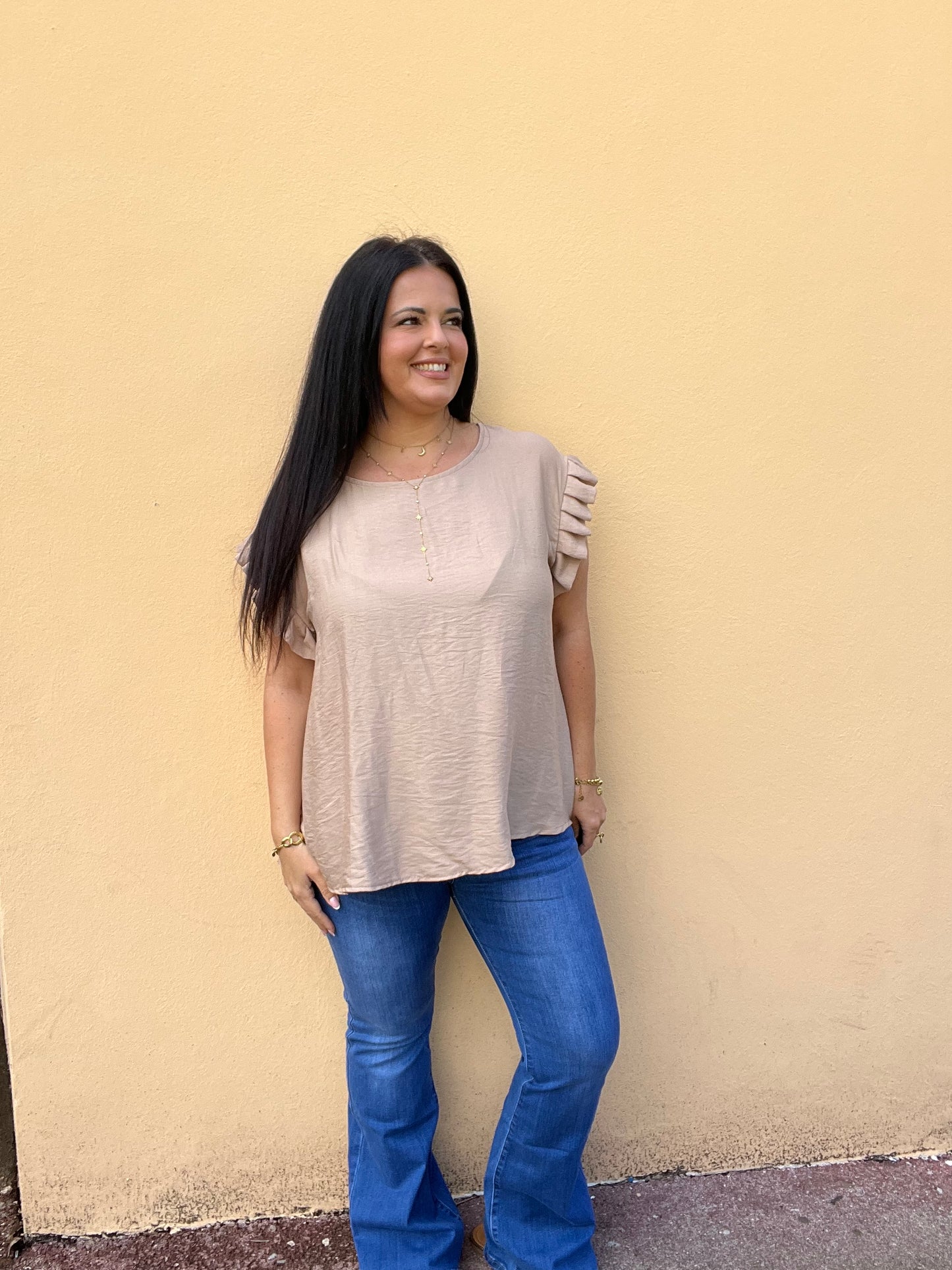 Blouse grande taille beige