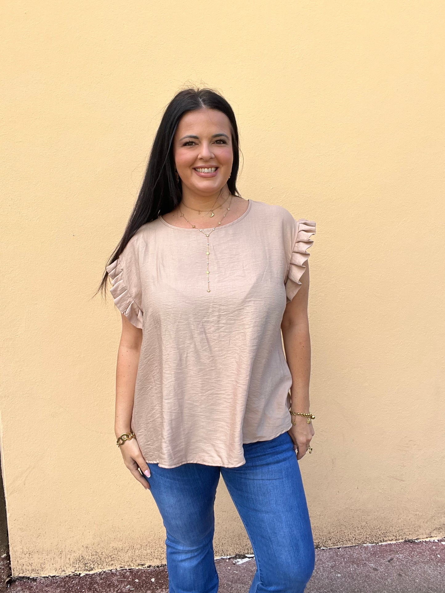 Blouse grande taille beige