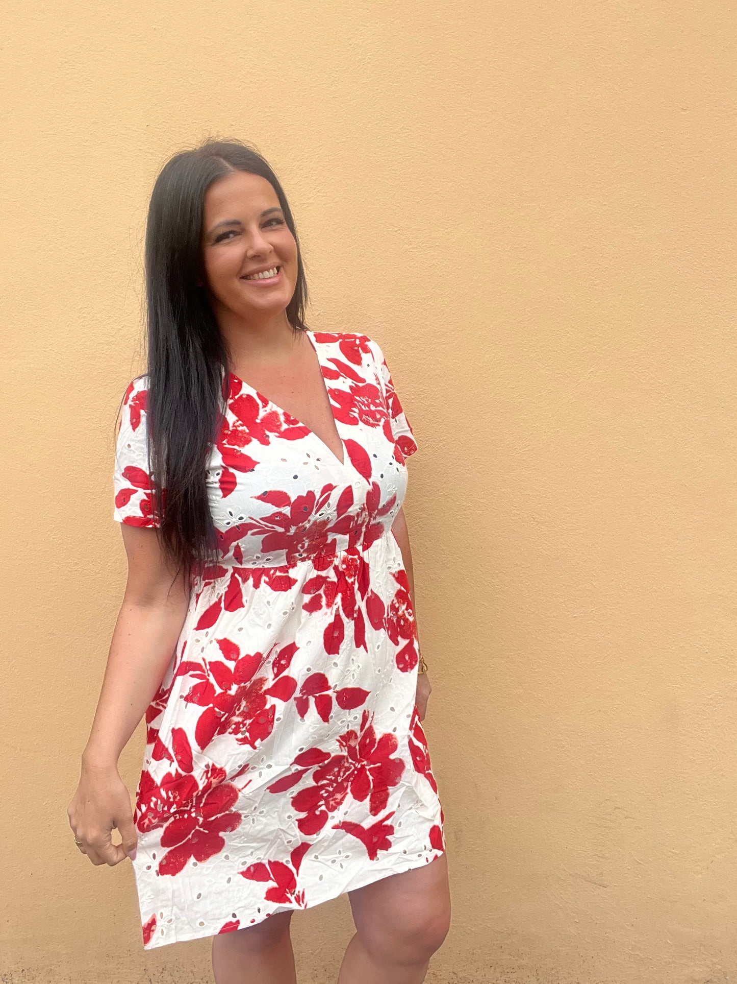 Robe Emi en coton rouge