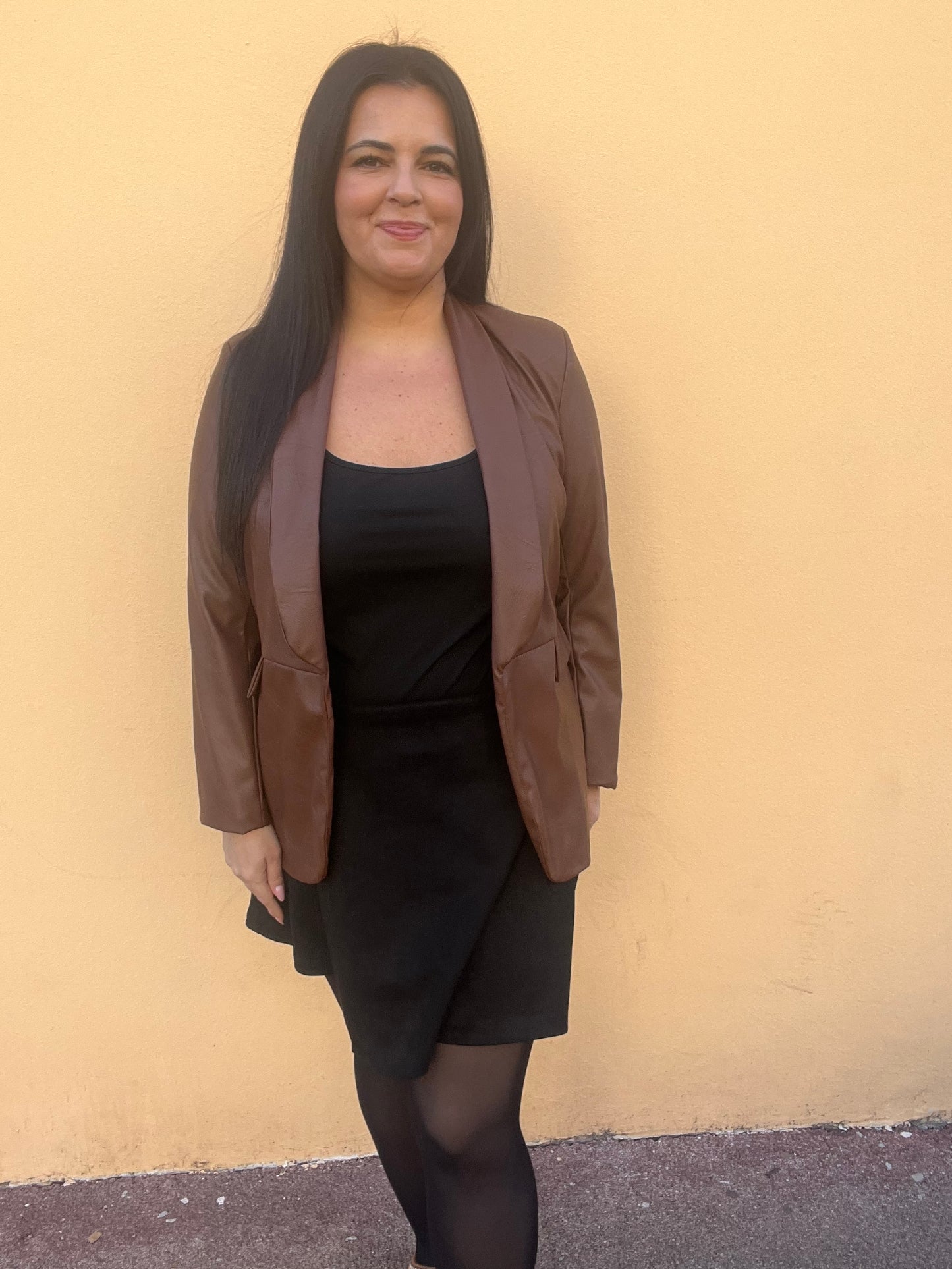 Veste simili cuir marron