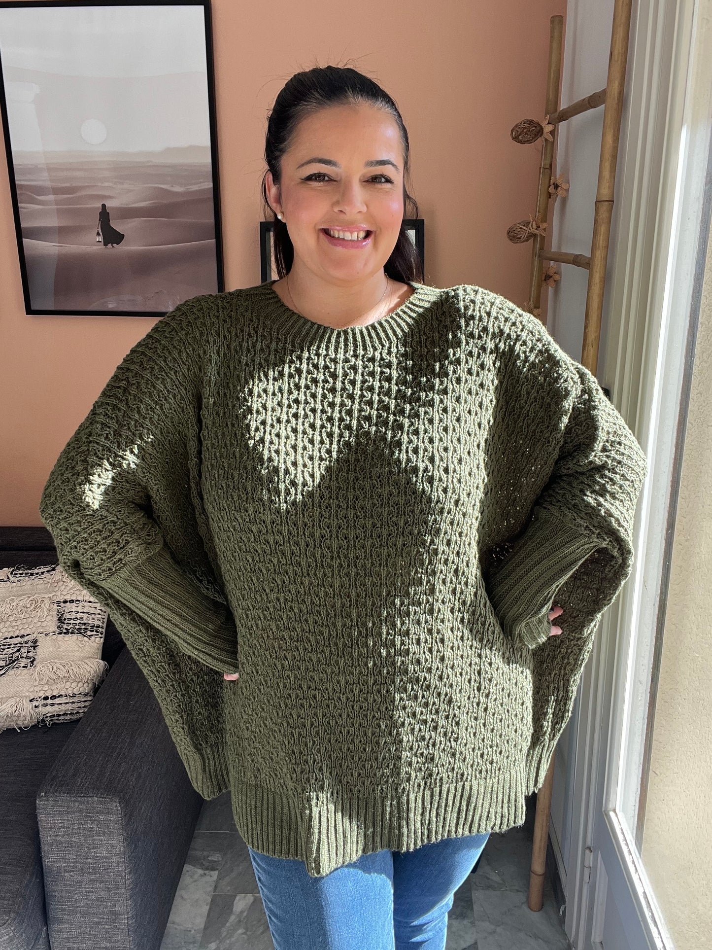 Pull en maille oversize kaki