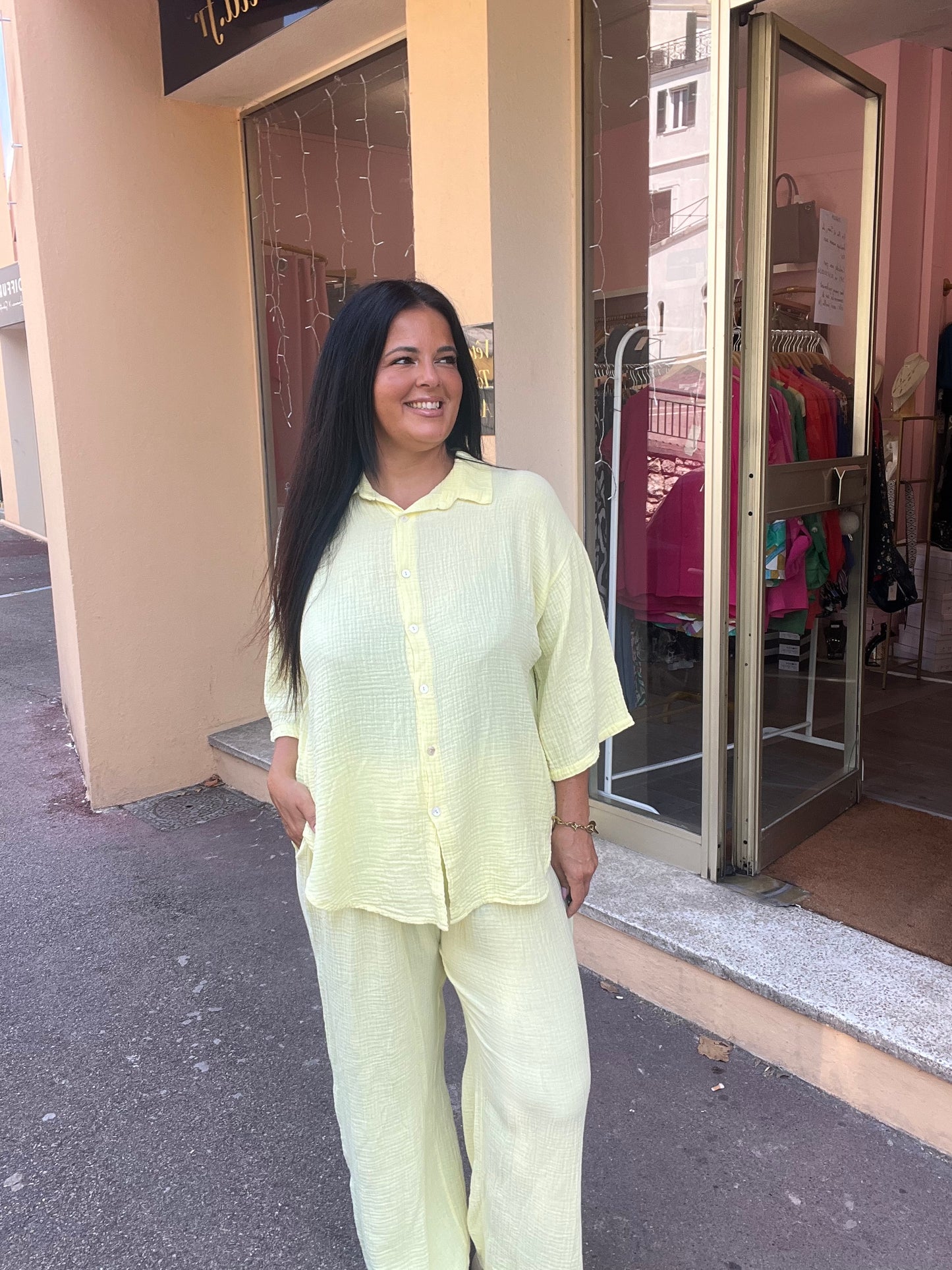 Ensemble grande taille jaune coton