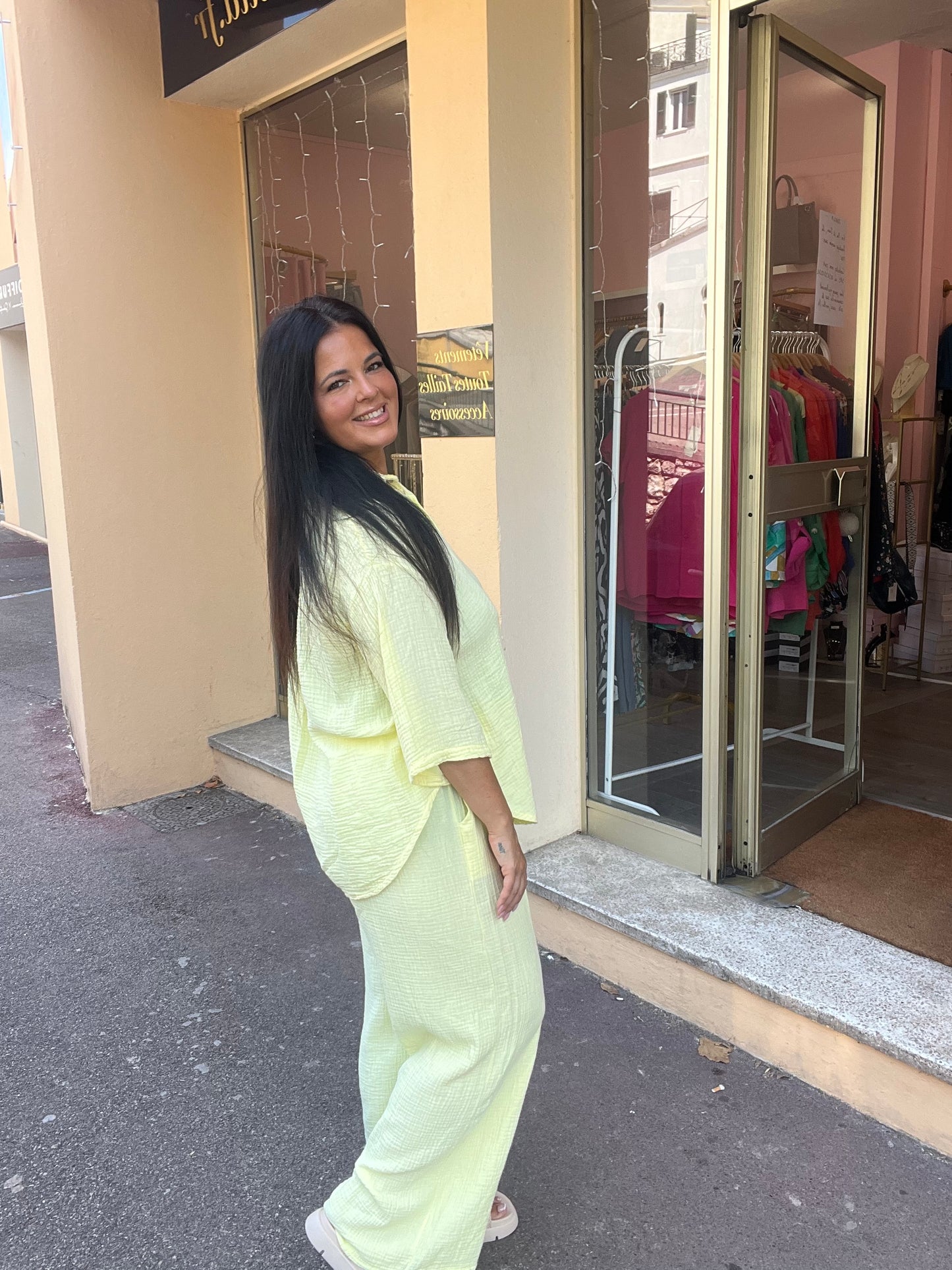 Ensemble grande taille jaune coton