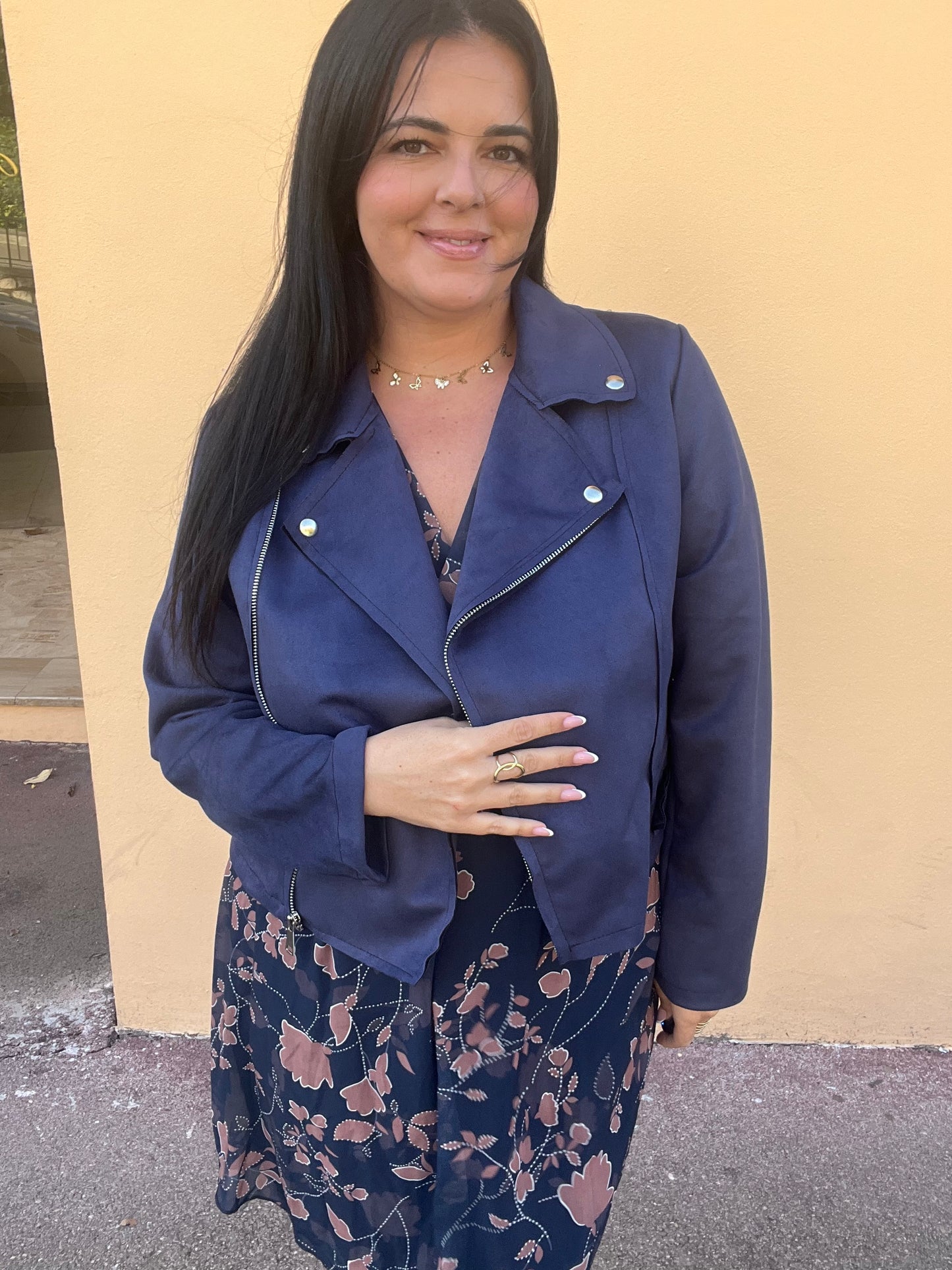 Veste suedine bleue