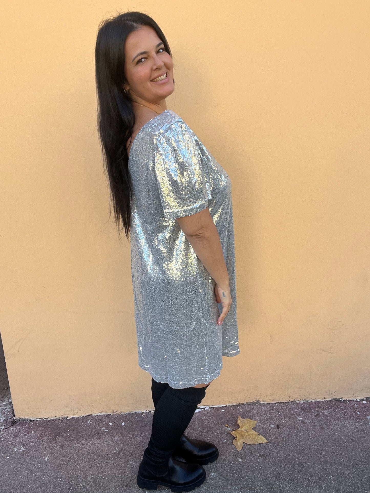 Robe pailletée argenté Noor