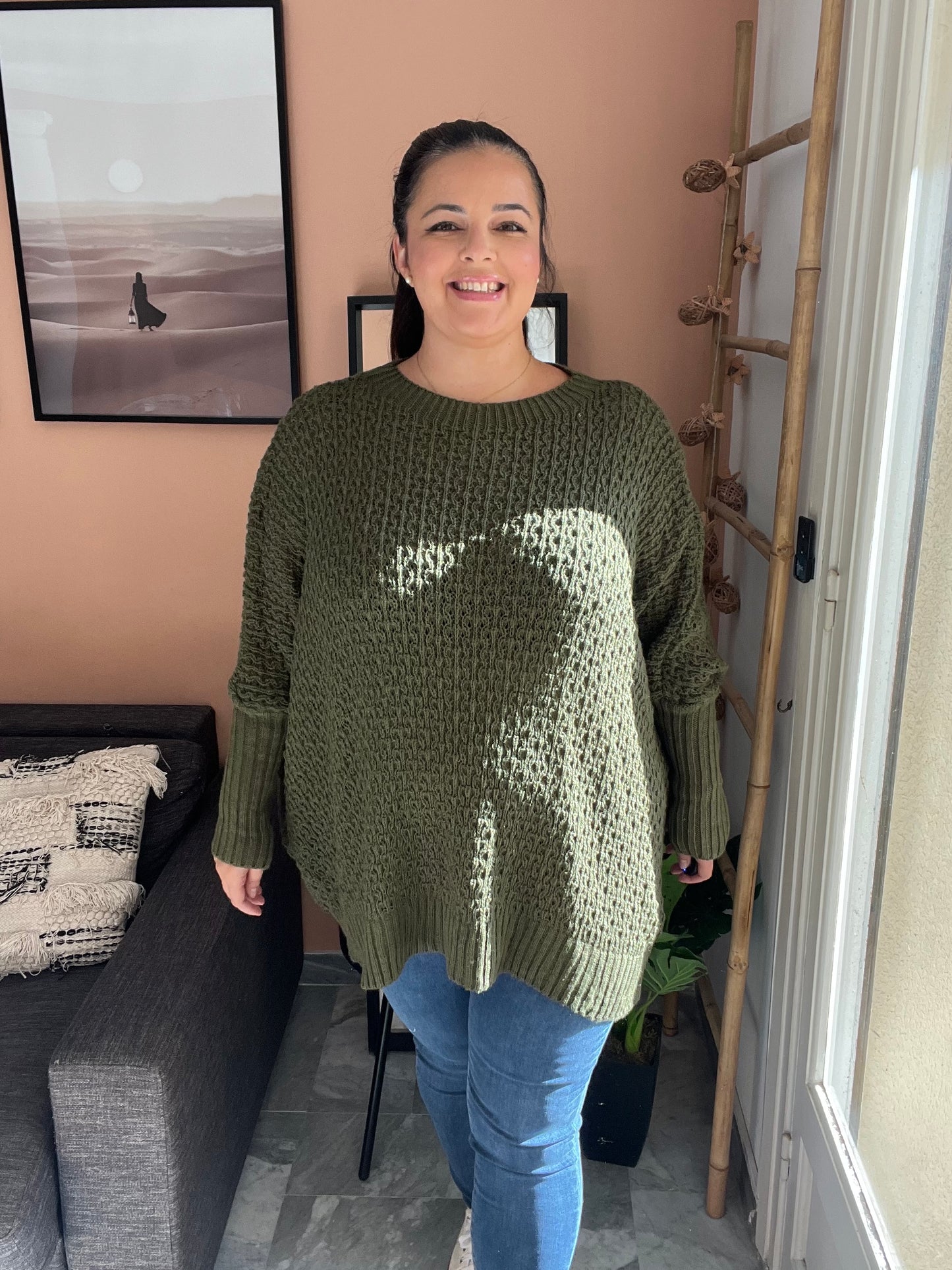 Pull en maille oversize kaki