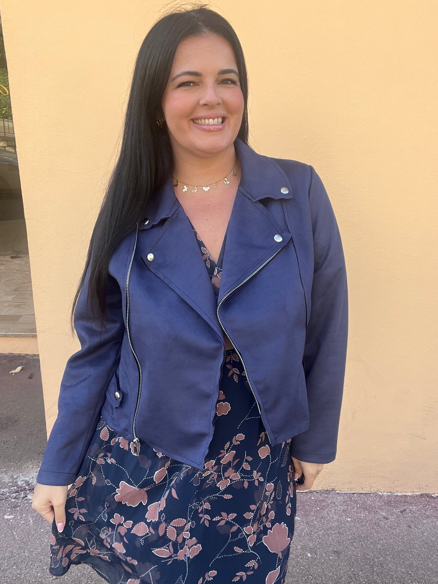 Veste suedine bleue