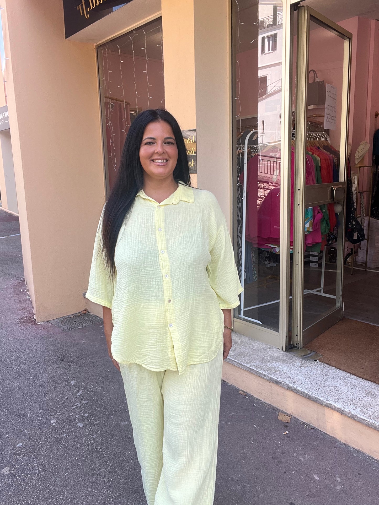 Ensemble grande taille jaune coton