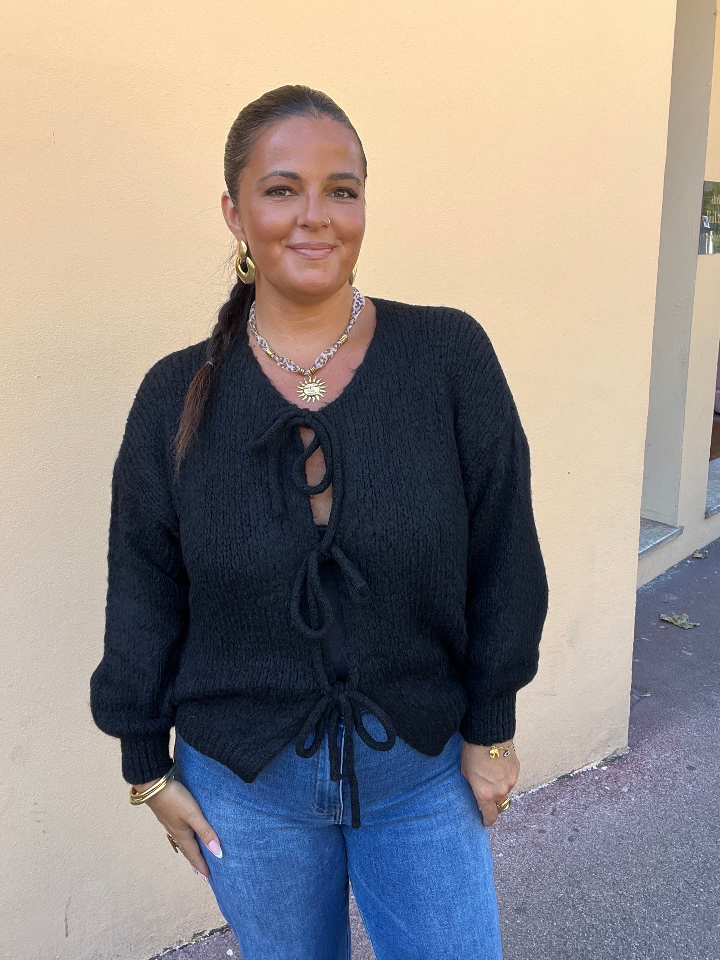 Gilet en maille grande taille noir