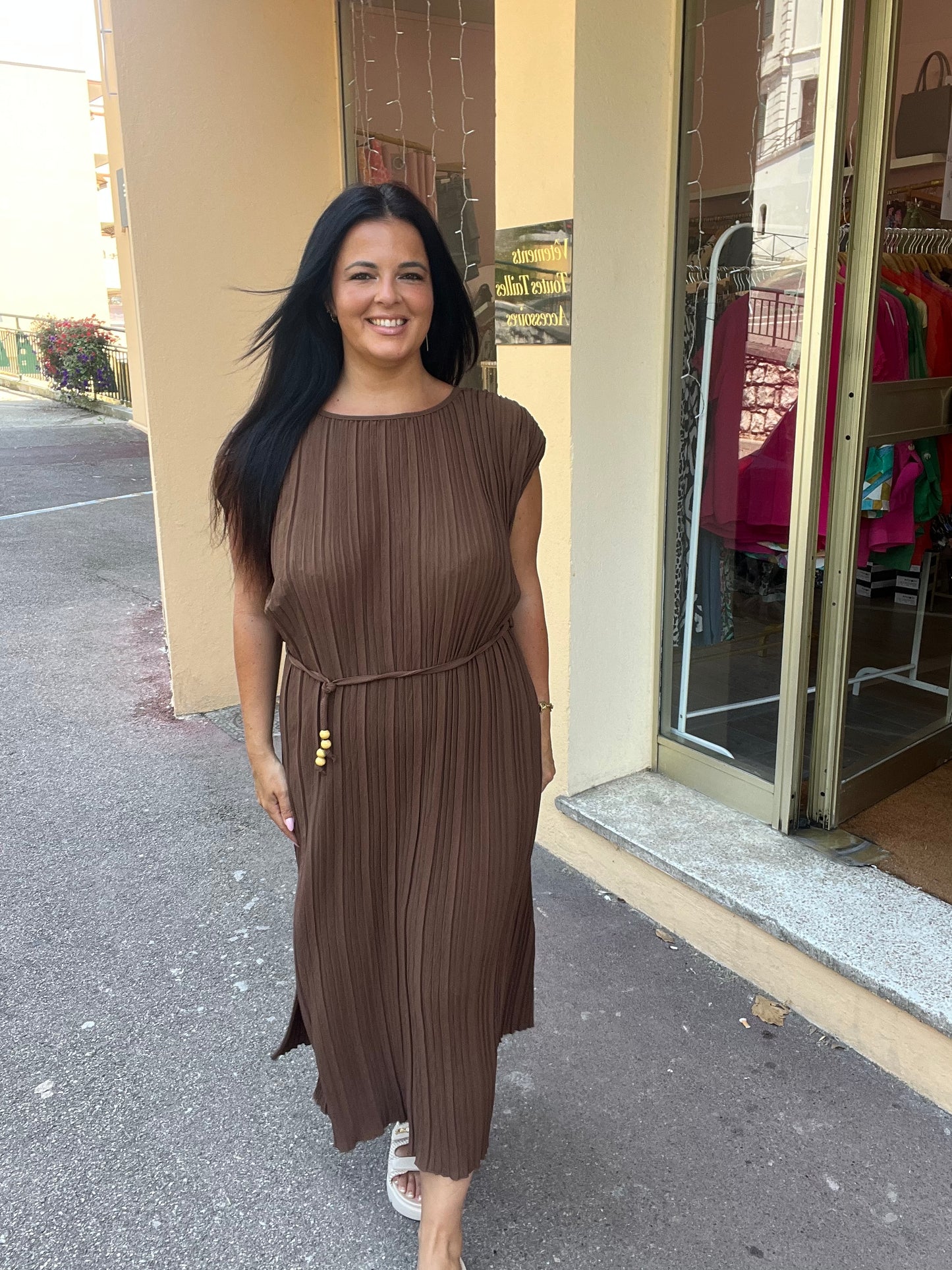 Robe style cleopatre marron