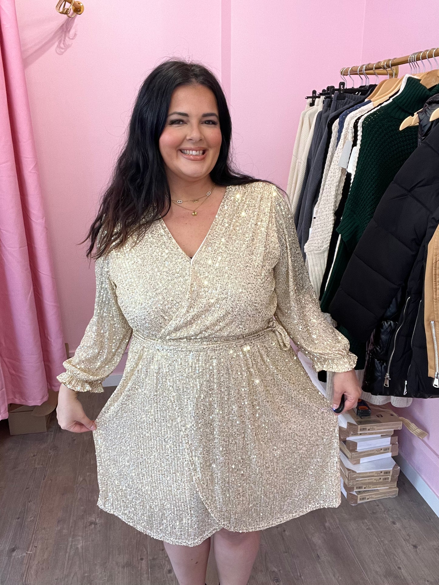 Robe pailletée dorée