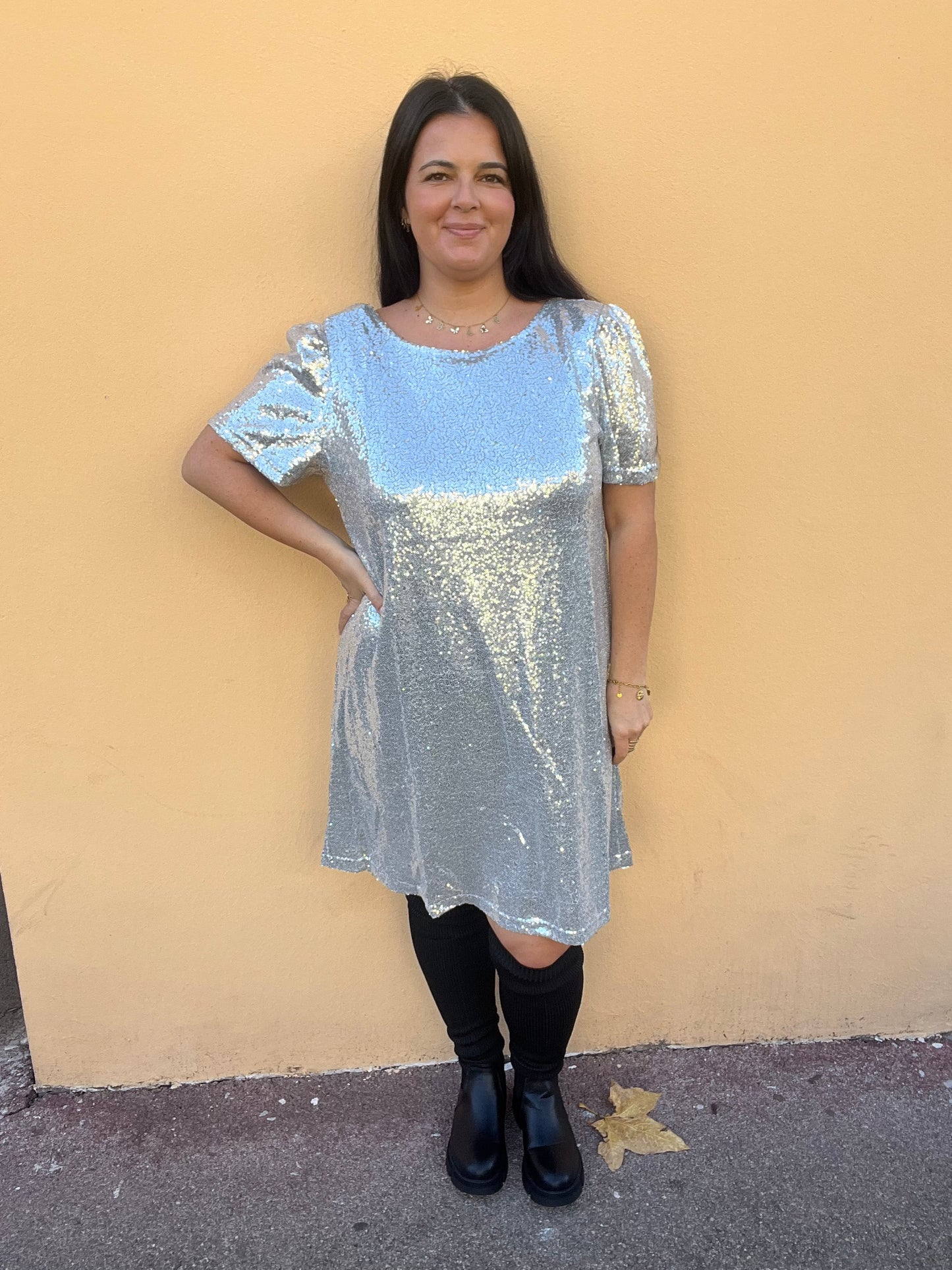 Robe pailletée argenté Noor