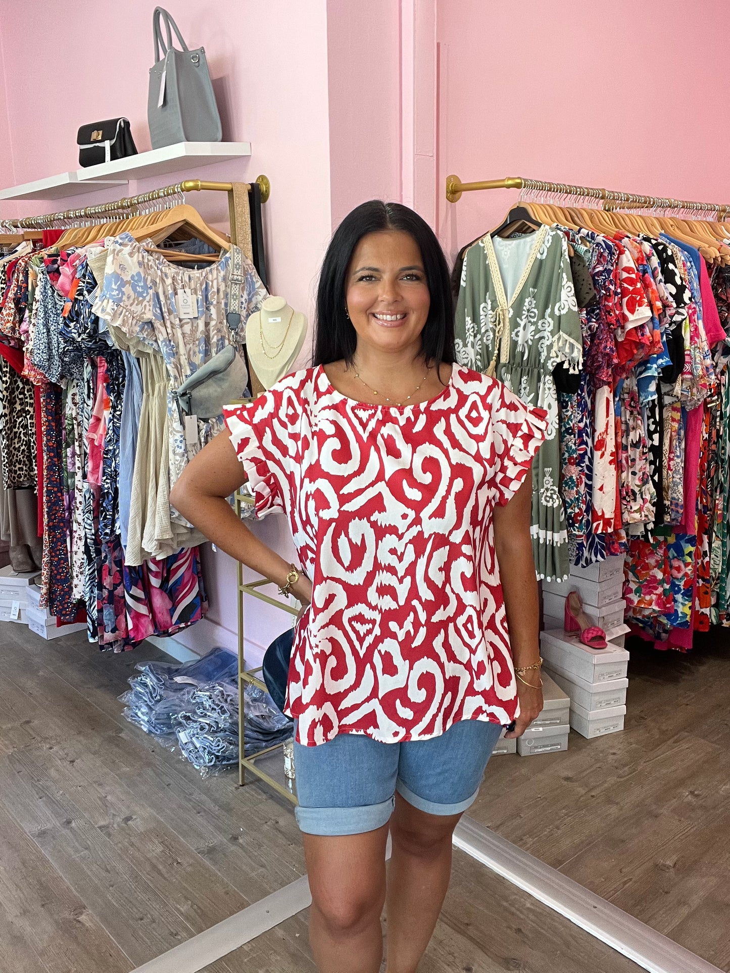 Blouse Kiara rouge grande taille