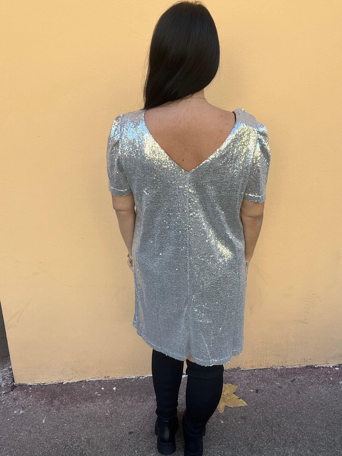 Robe pailletée argenté Noor