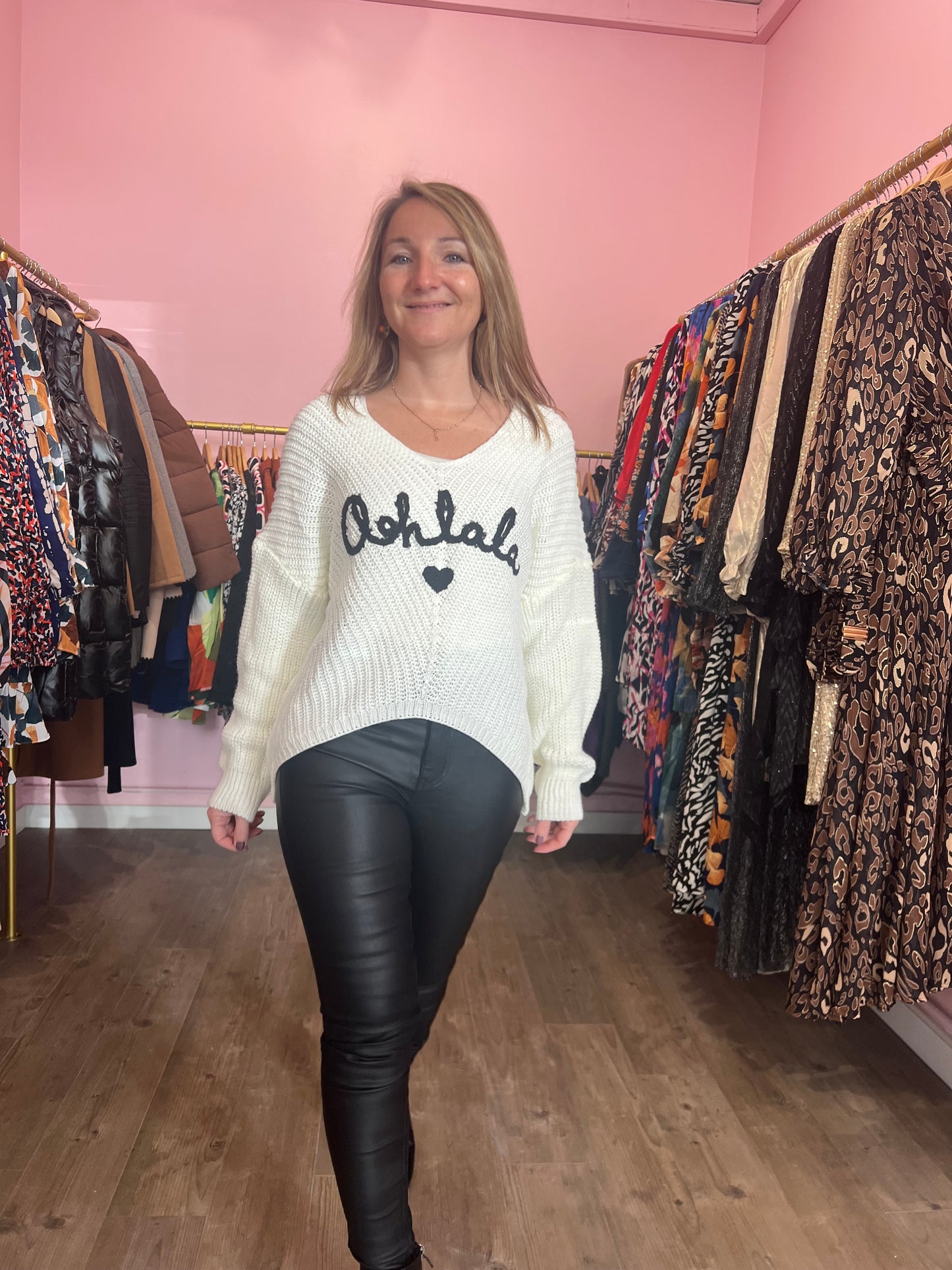 Pantalon simili cuir noir