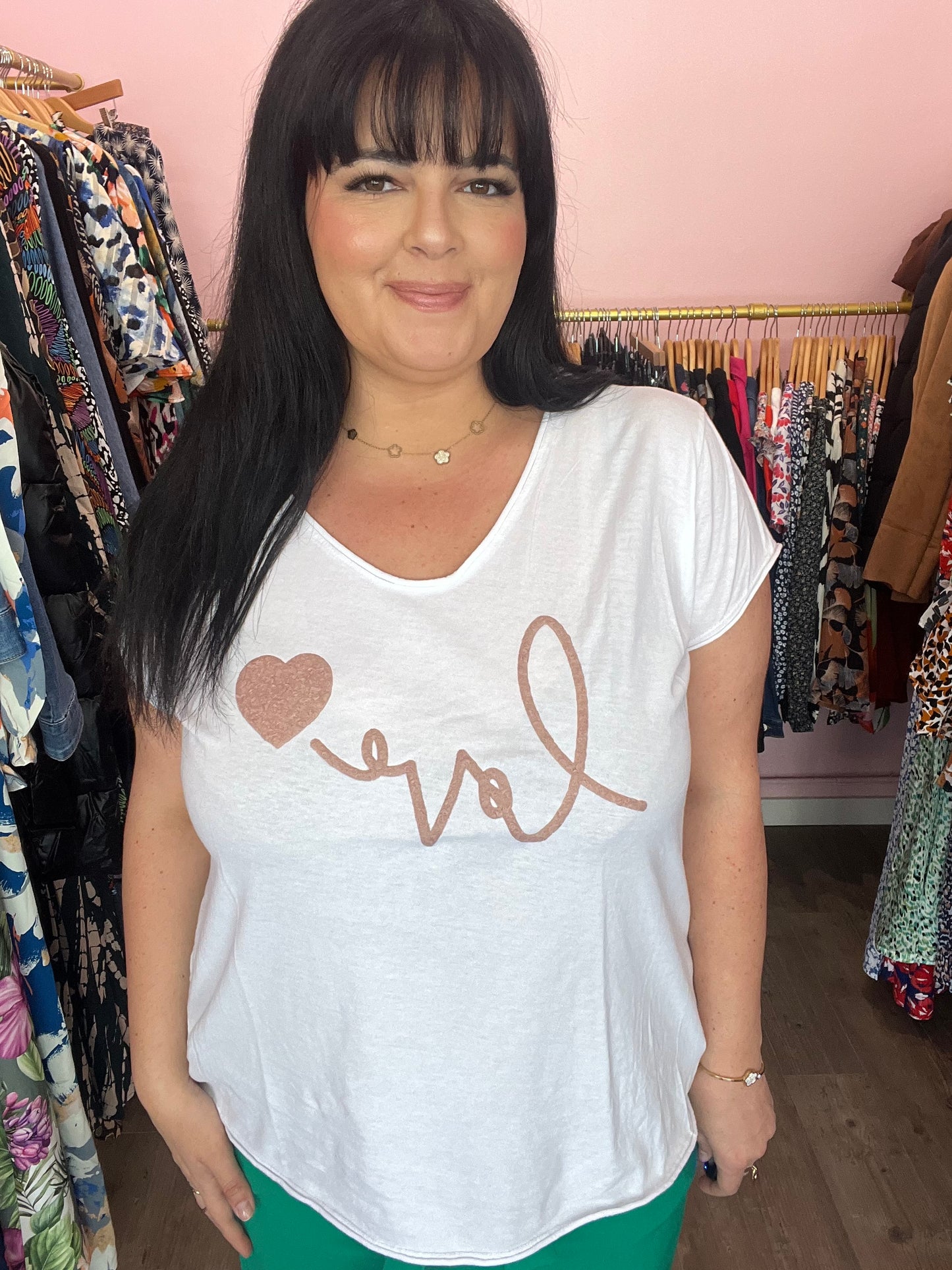 Tee shirt Love rosé poudré