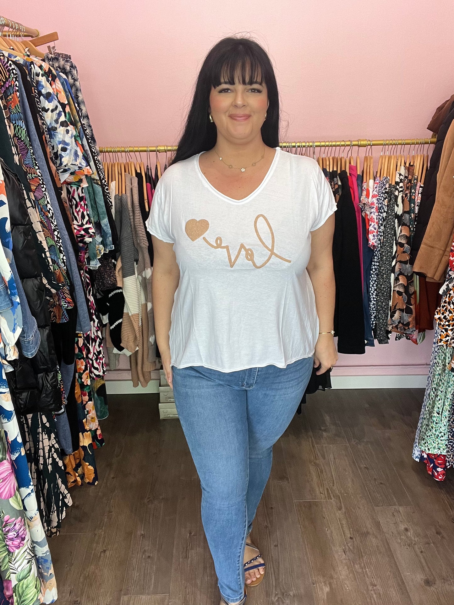 Tee shirt love doré