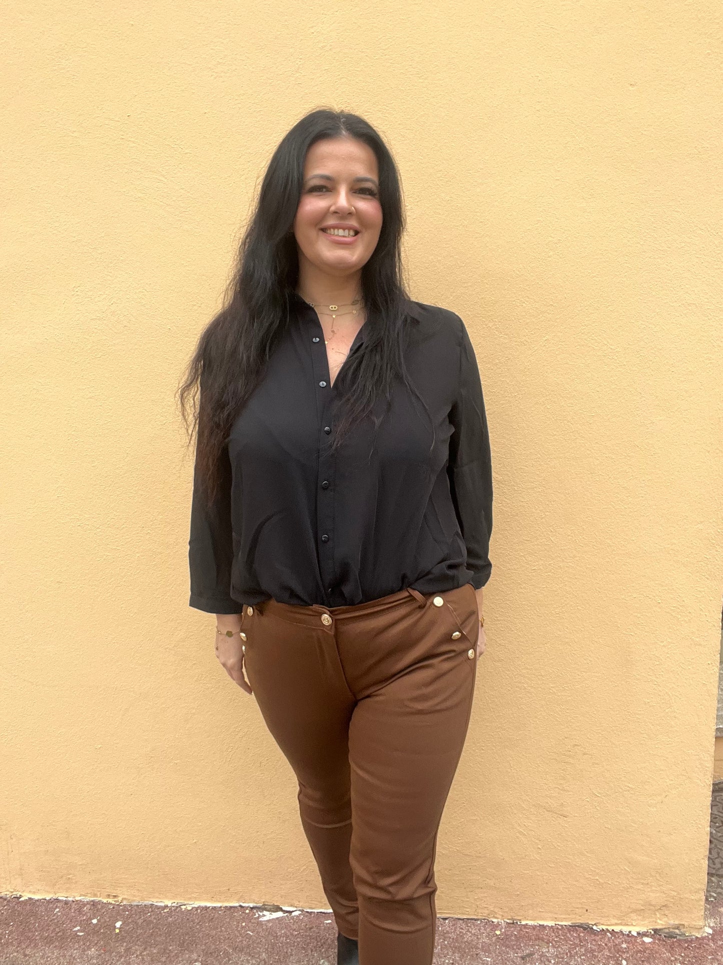pantalon grande taille marron