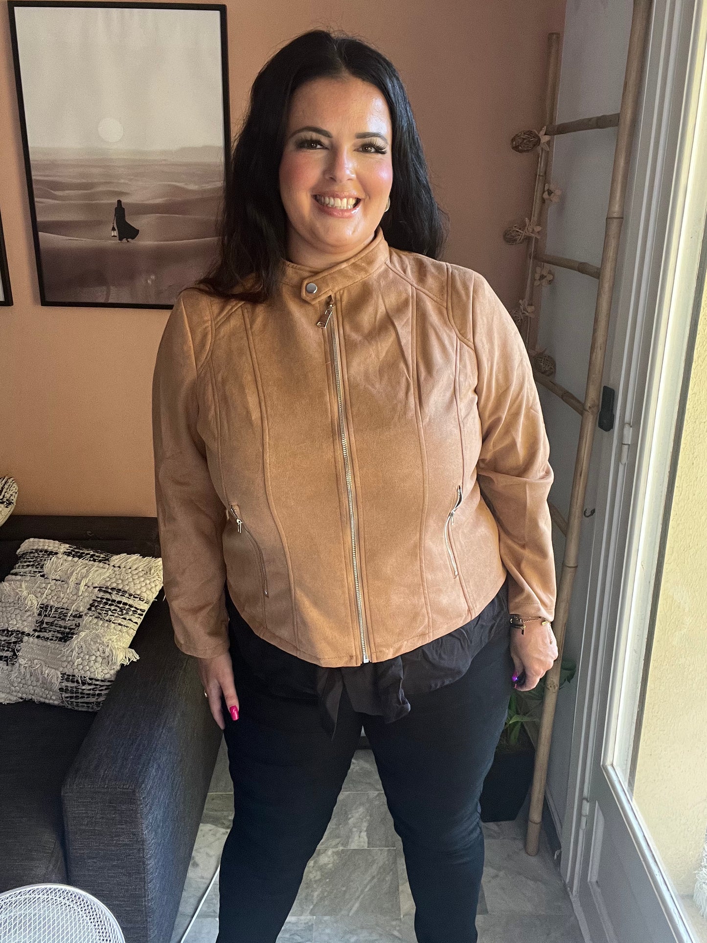 Veste suédine beige