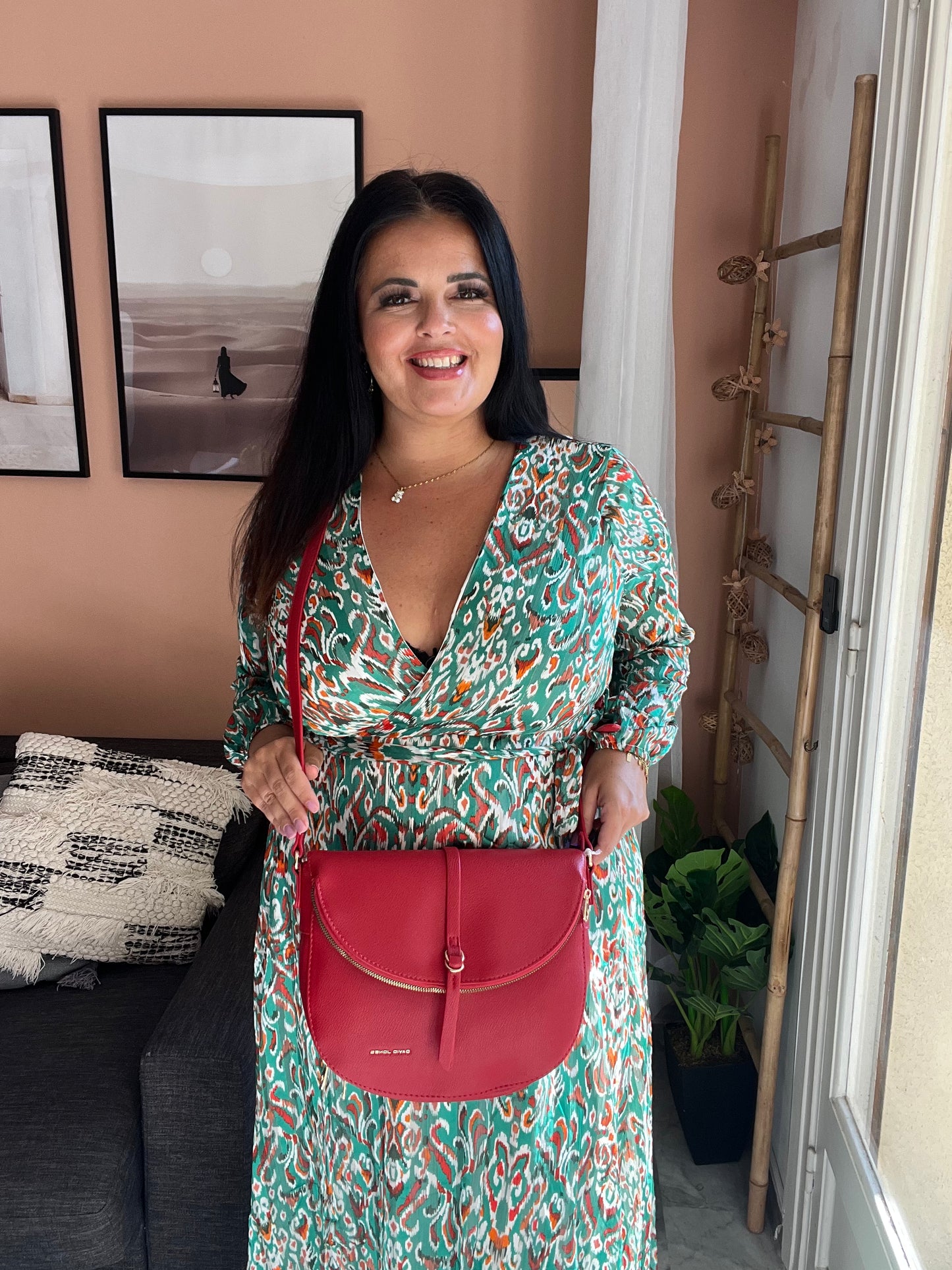 Sac bandouliere David Jones rouge
