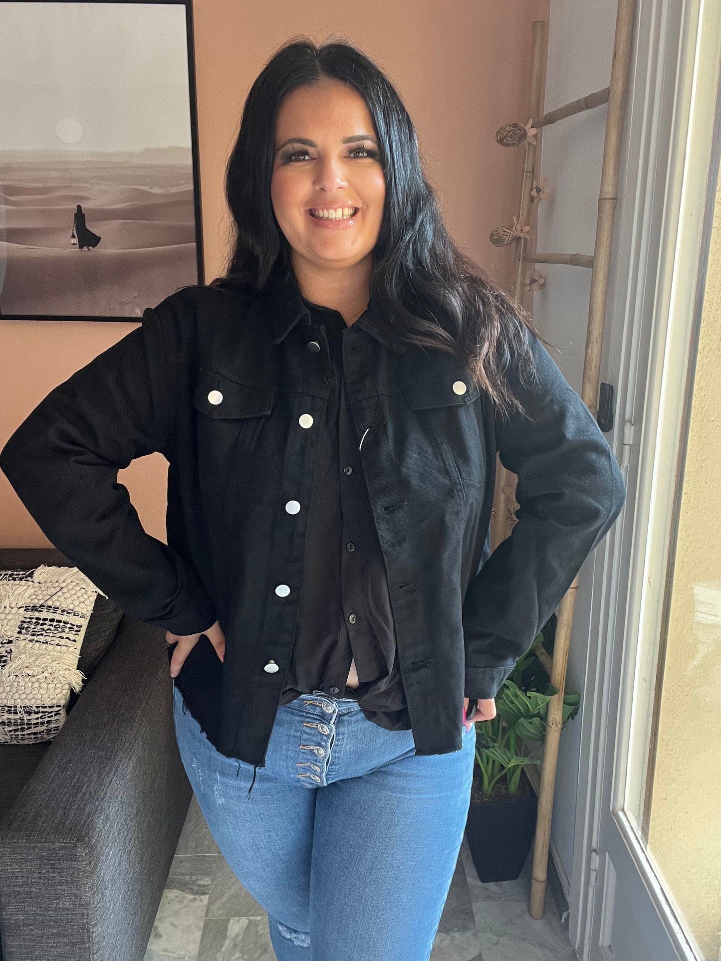 Veste en jean noire