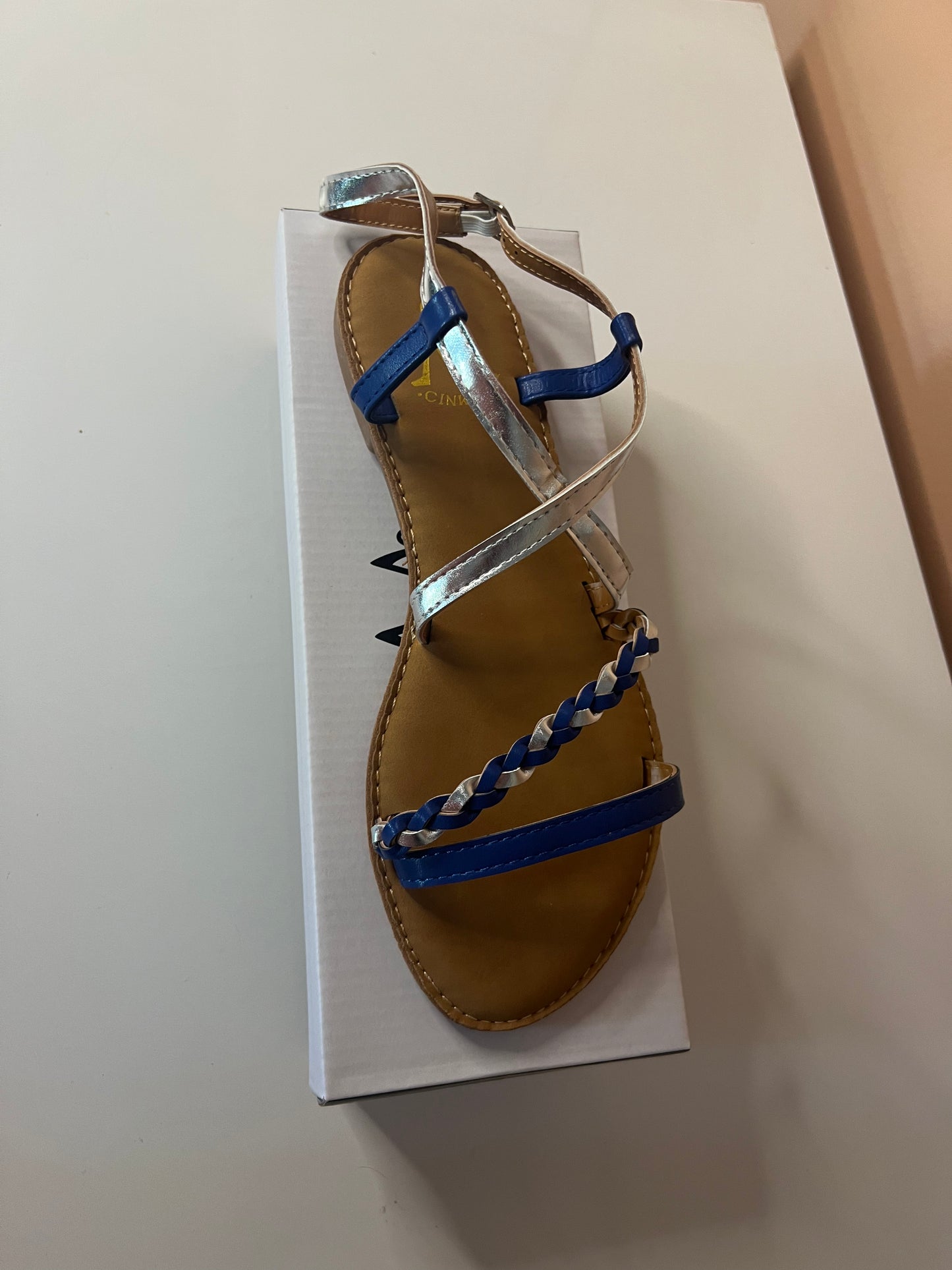 Sandales bleues argentées