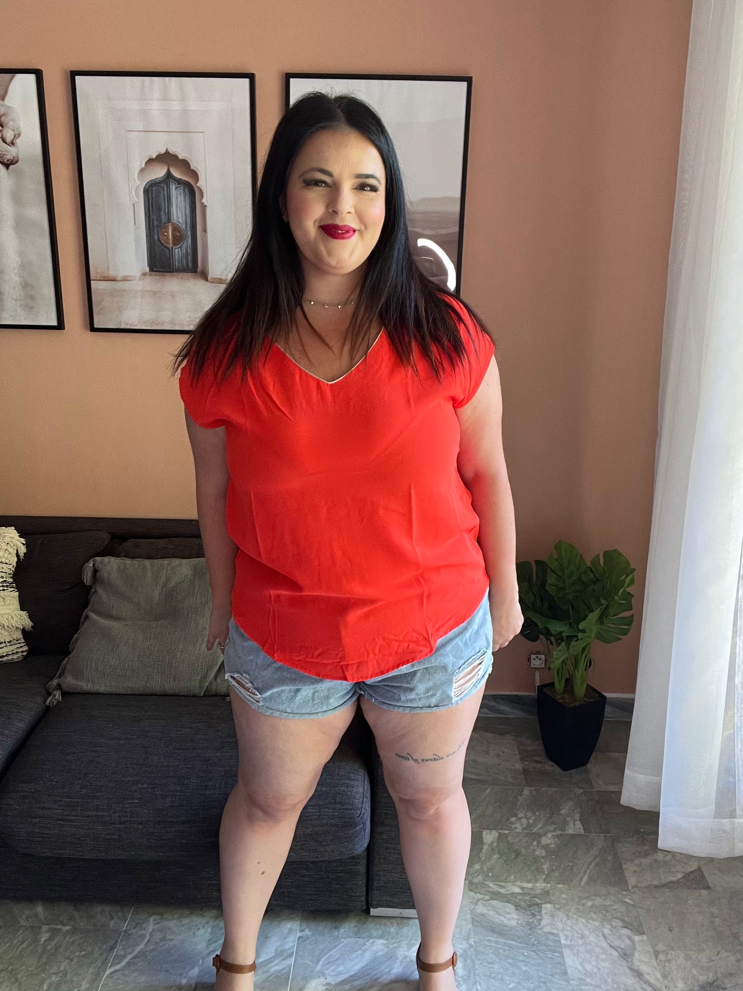 Blouse orange femme