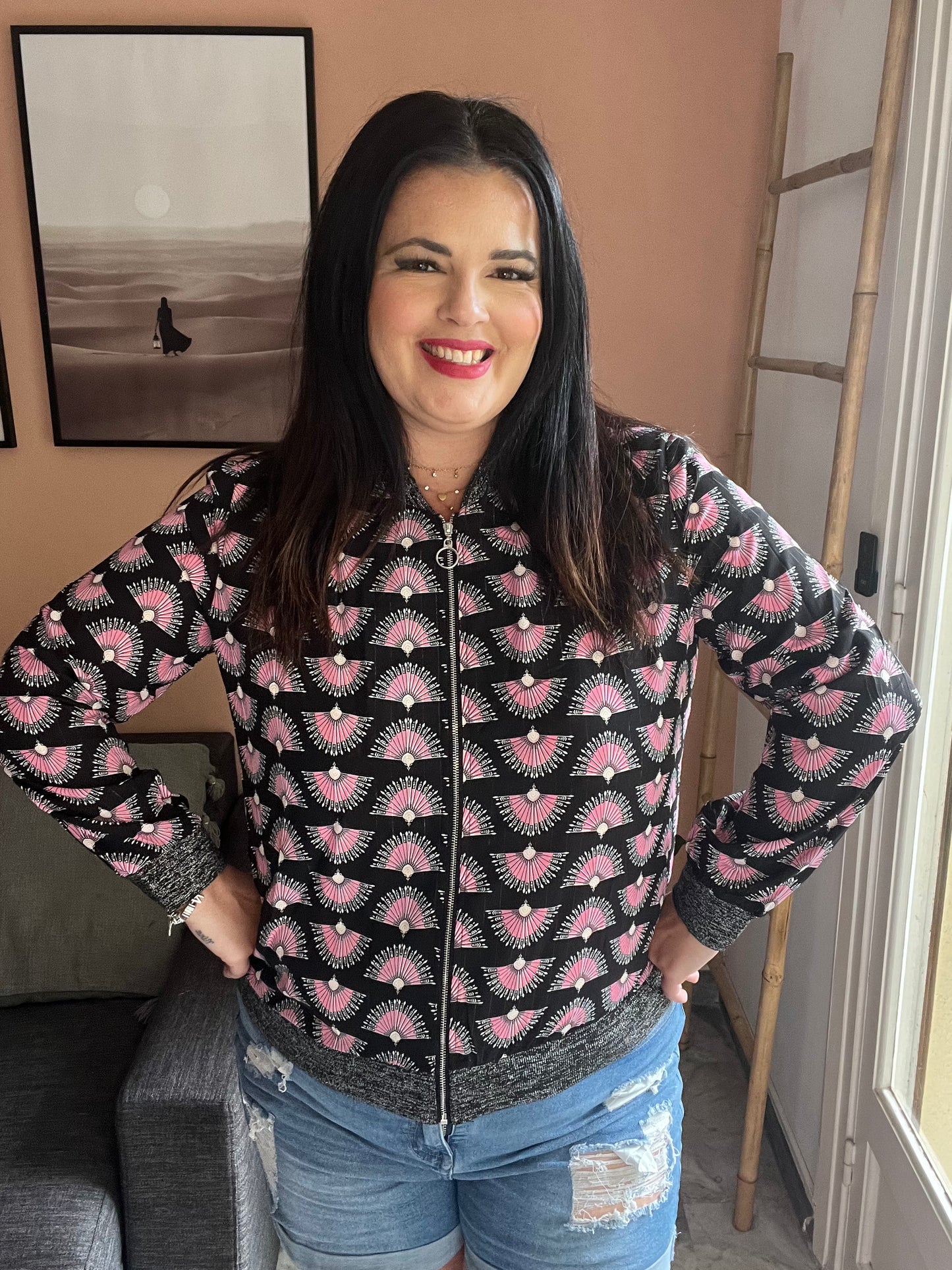Bombers fin rose et noir