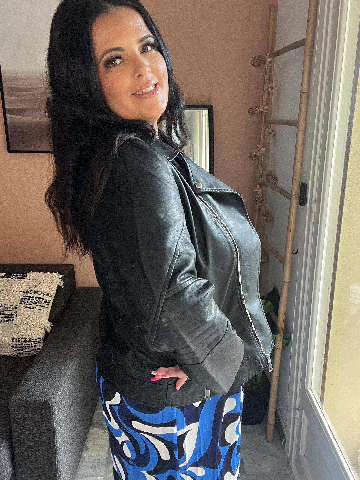 Blouson simili cuir noir
