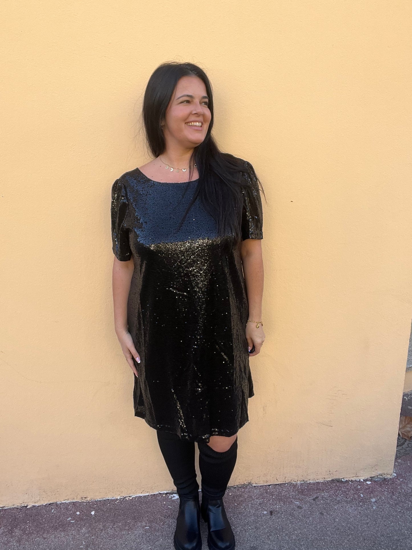 Robe pailletée noire Noor
