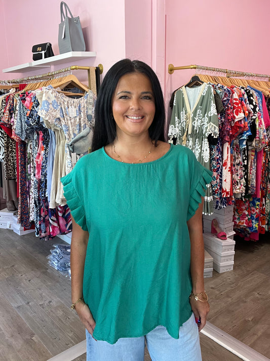 Blouse grande taille verte
