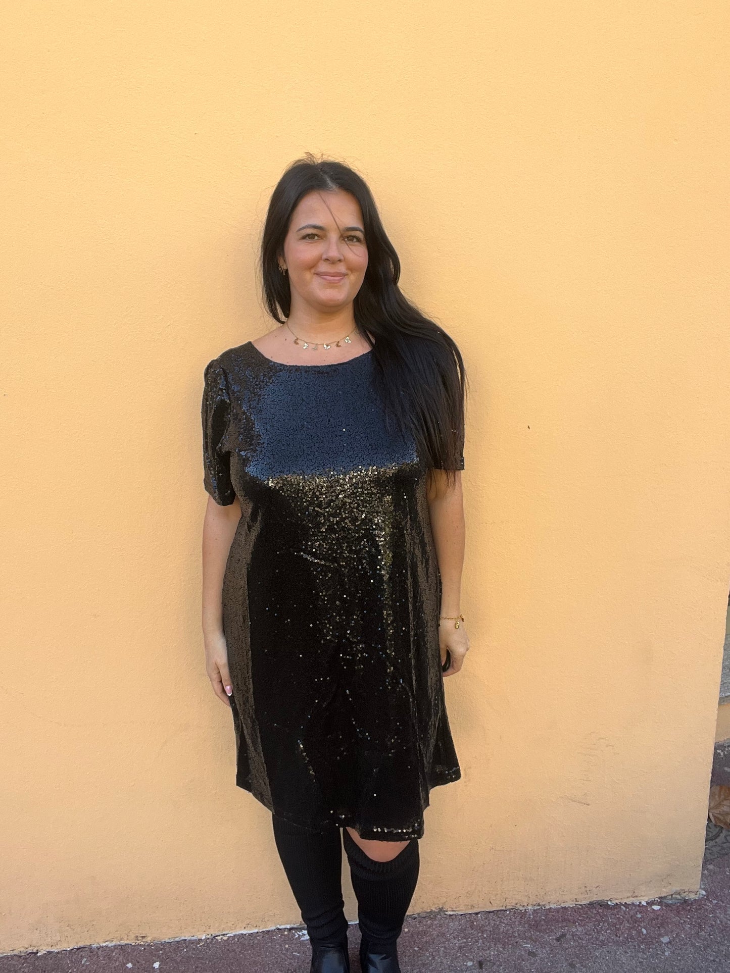 Robe pailletée noire Noor