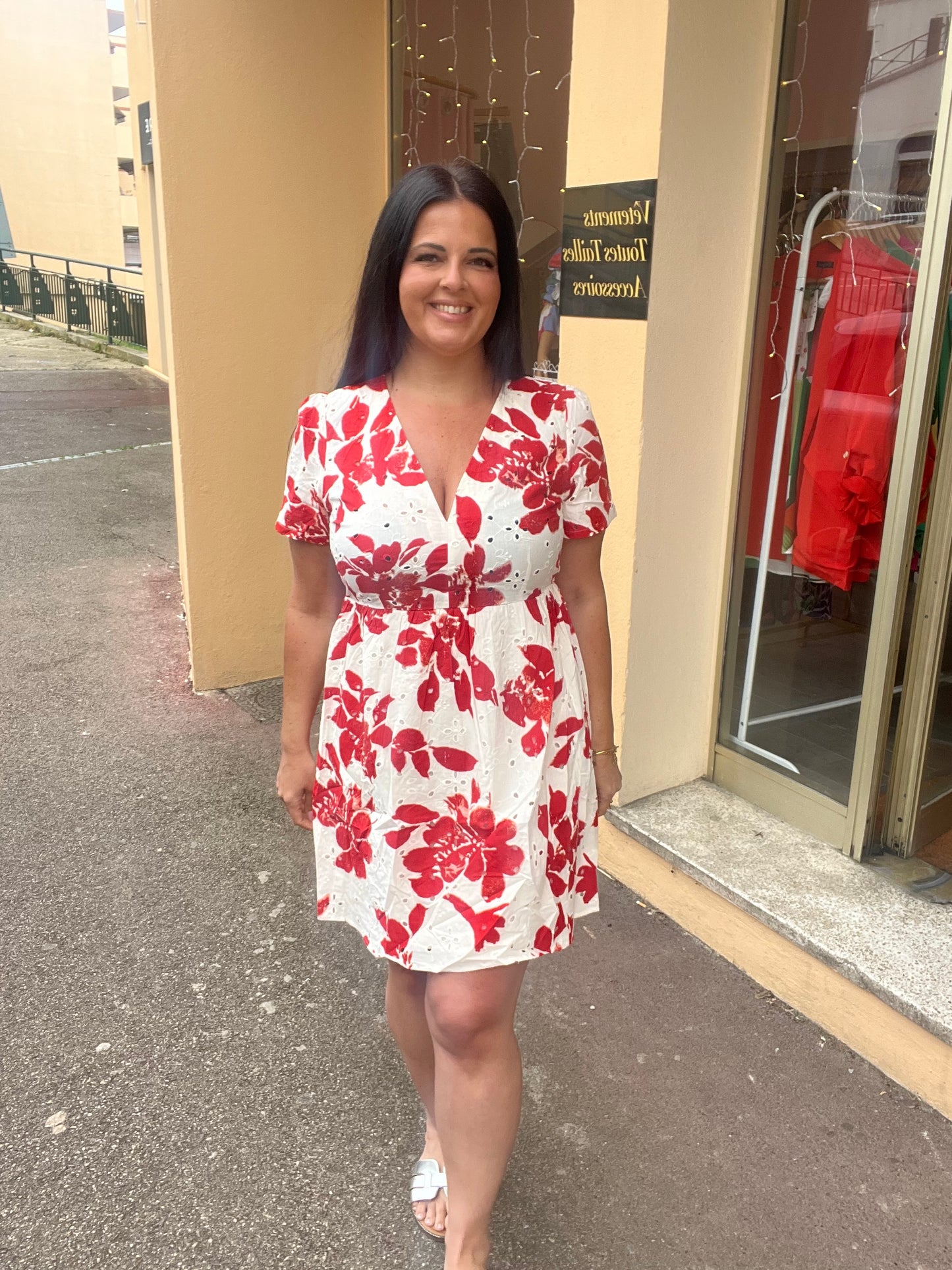Robe Emi en coton rouge