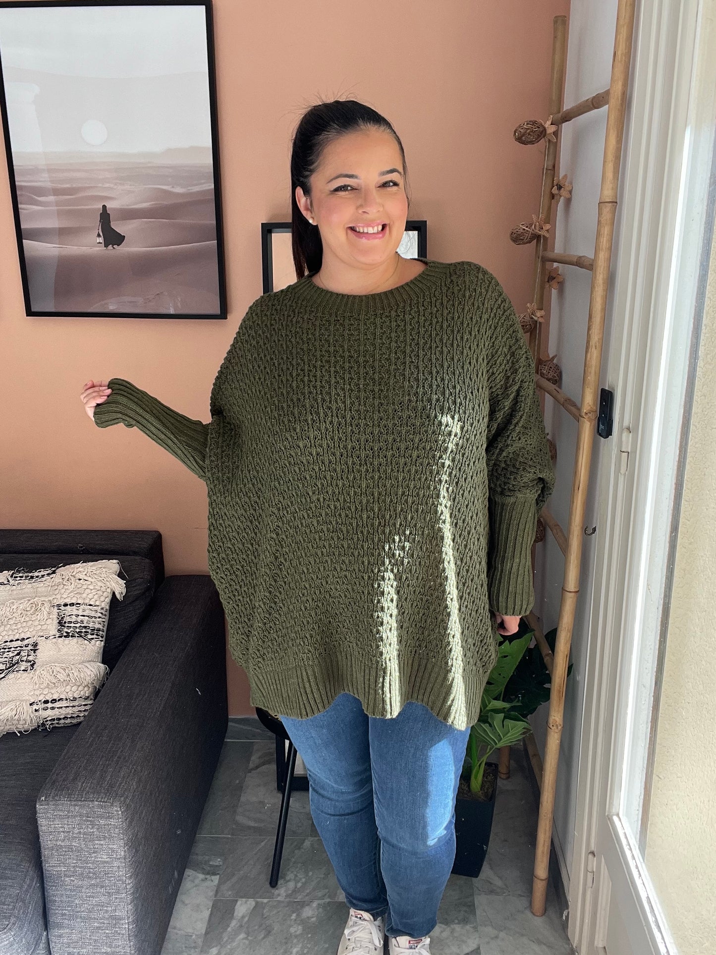 Pull en maille oversize kaki