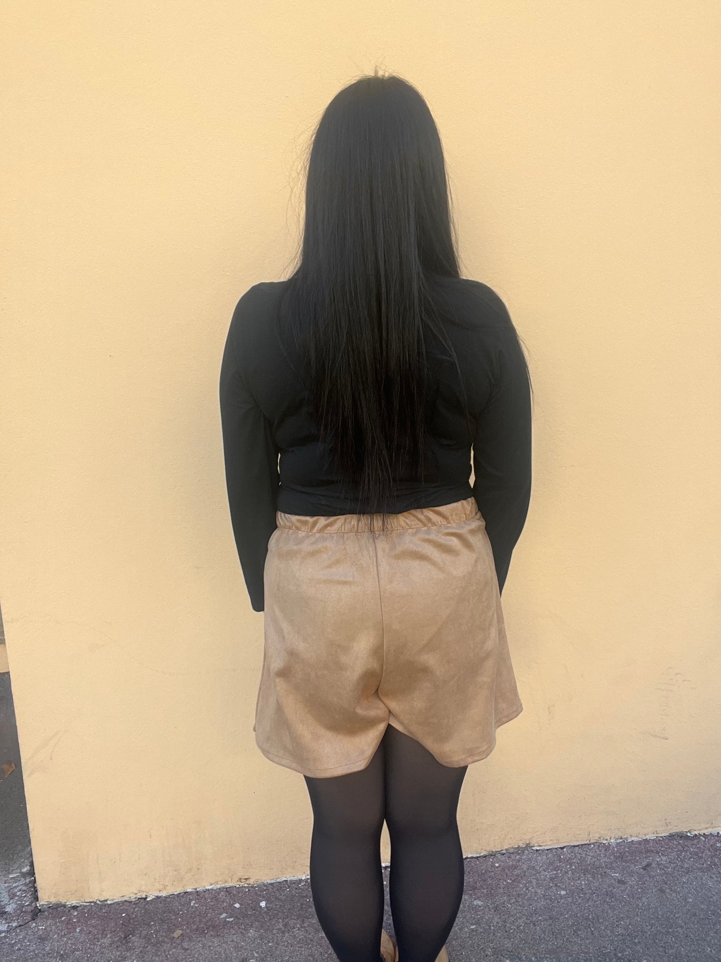 Jupe short grande taille beige