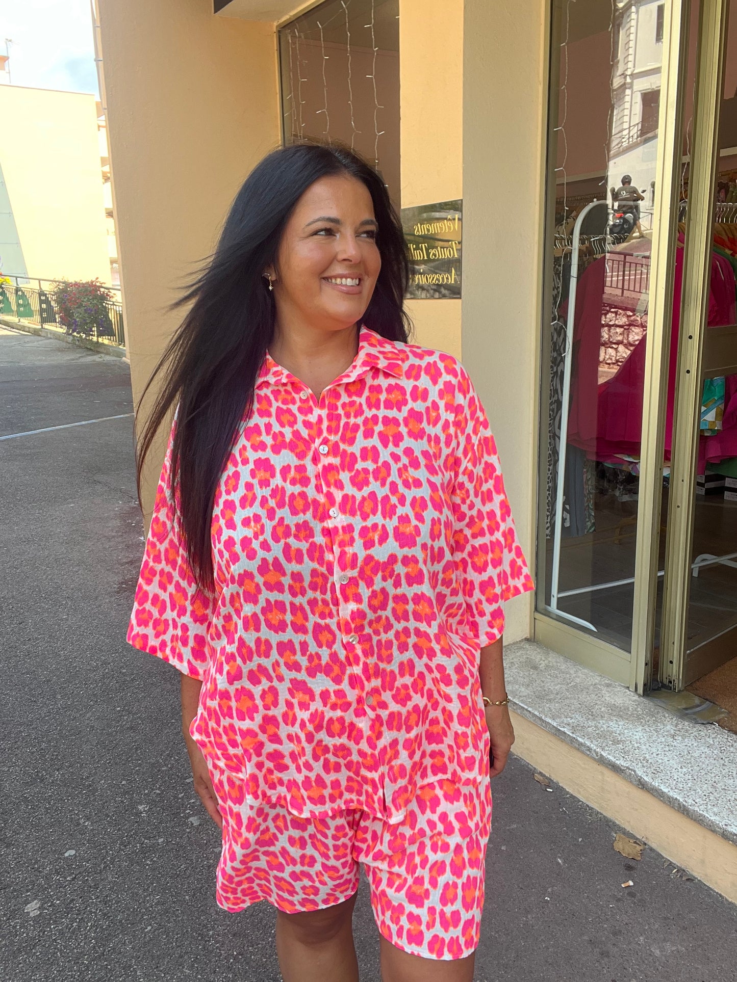 Ensemble grande taille fluo rose