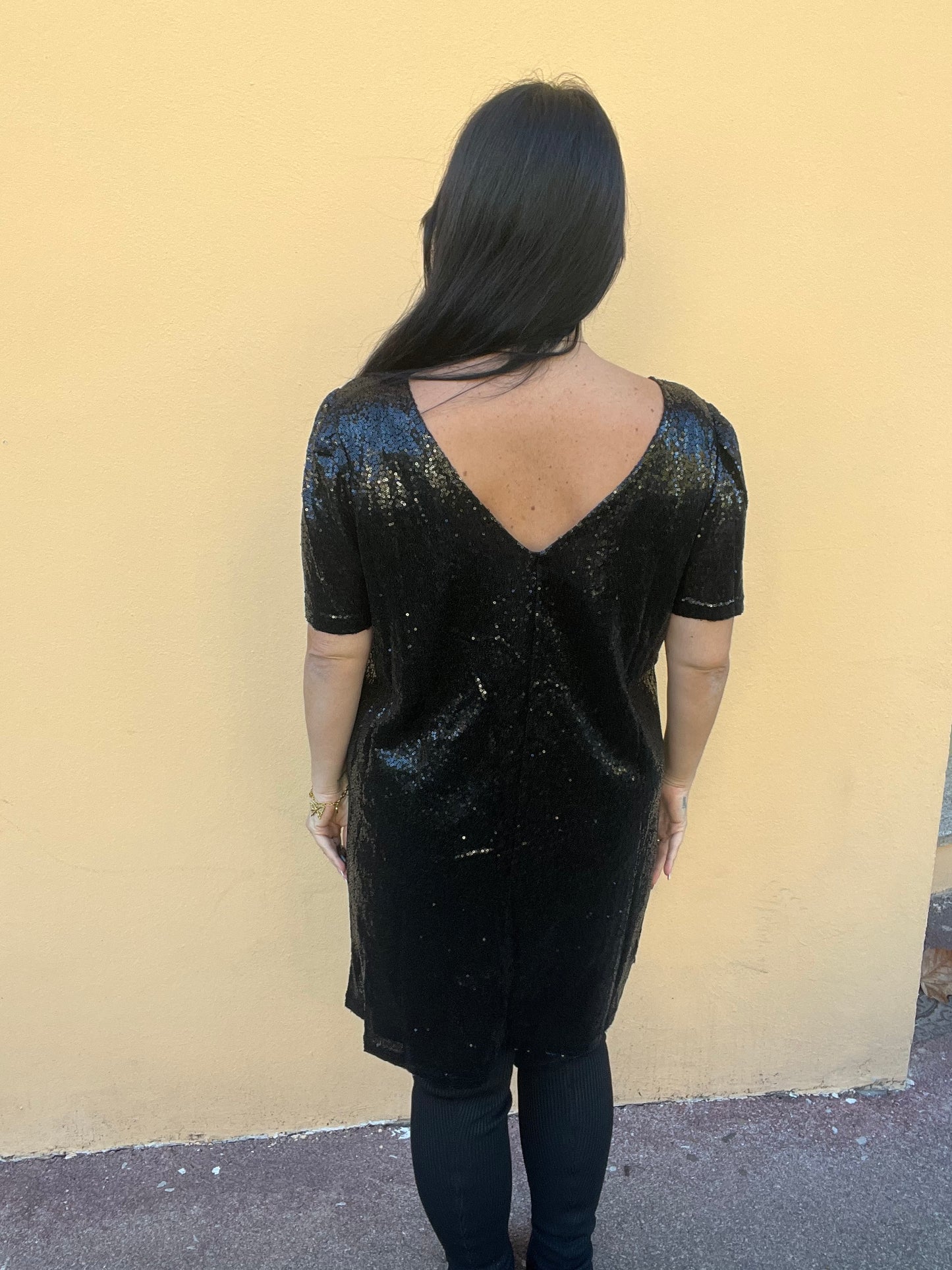 Robe pailletée noire Noor