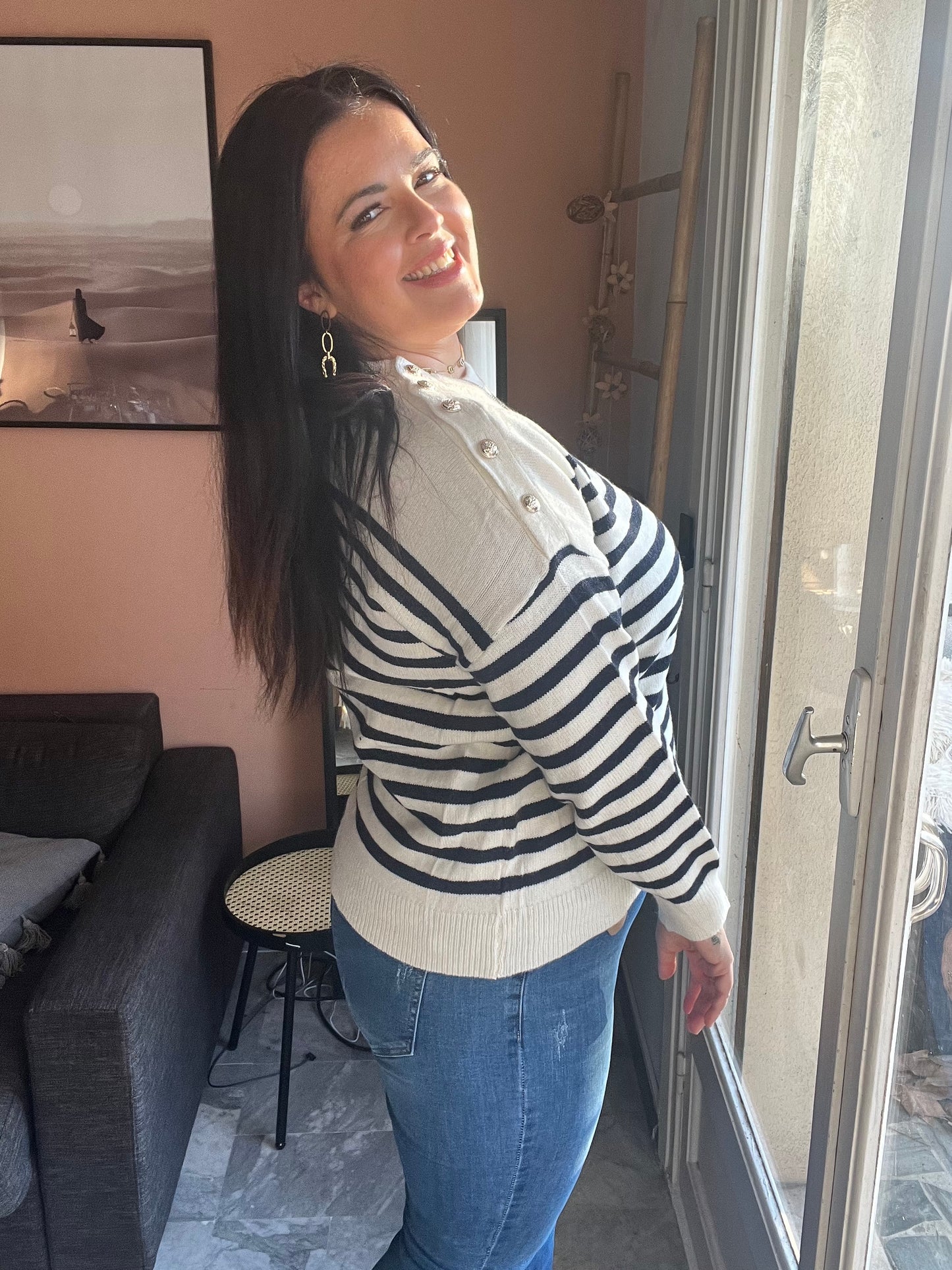 Pull rayé blanc