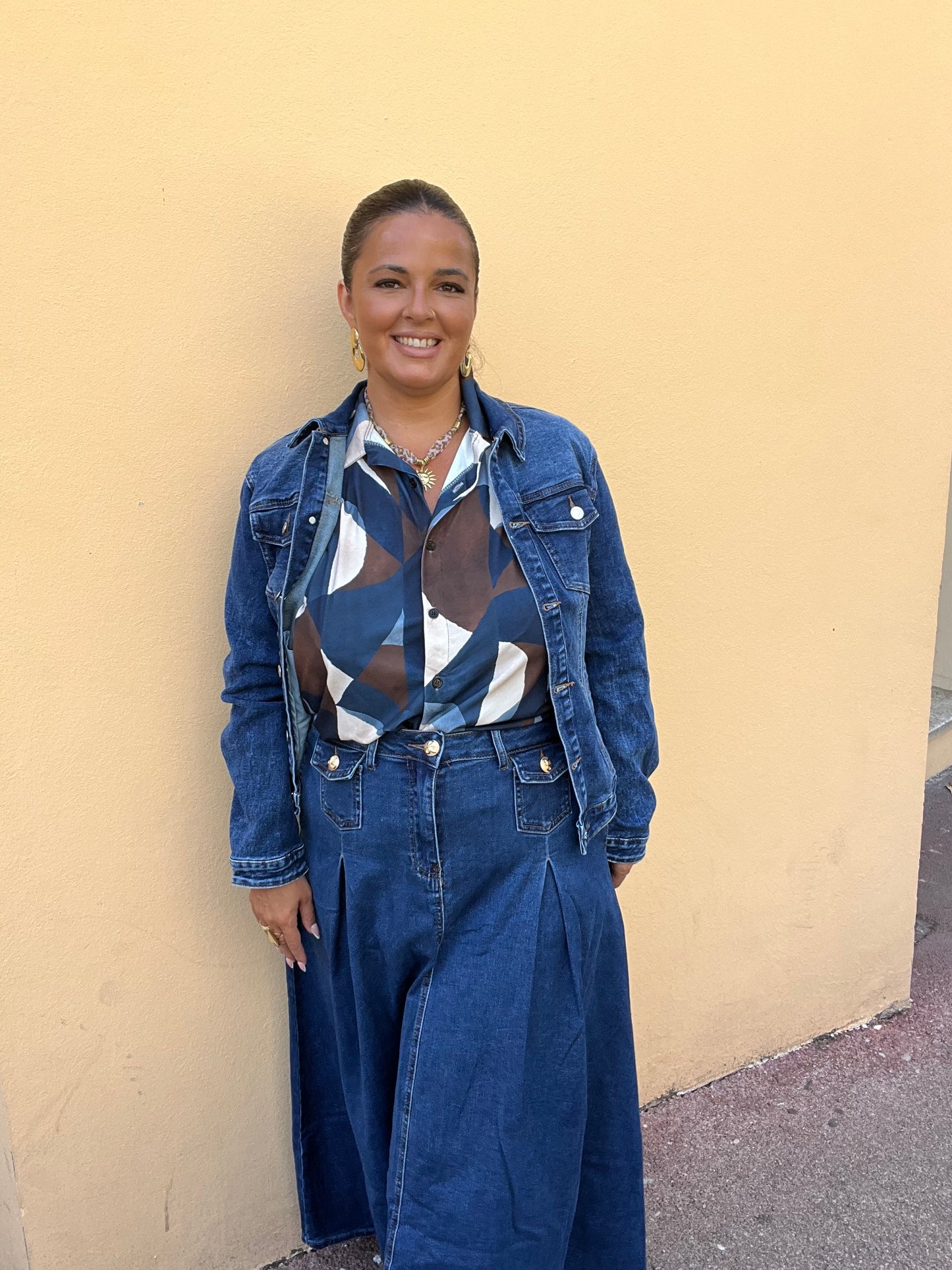 Veste en jean stretch tête de mort