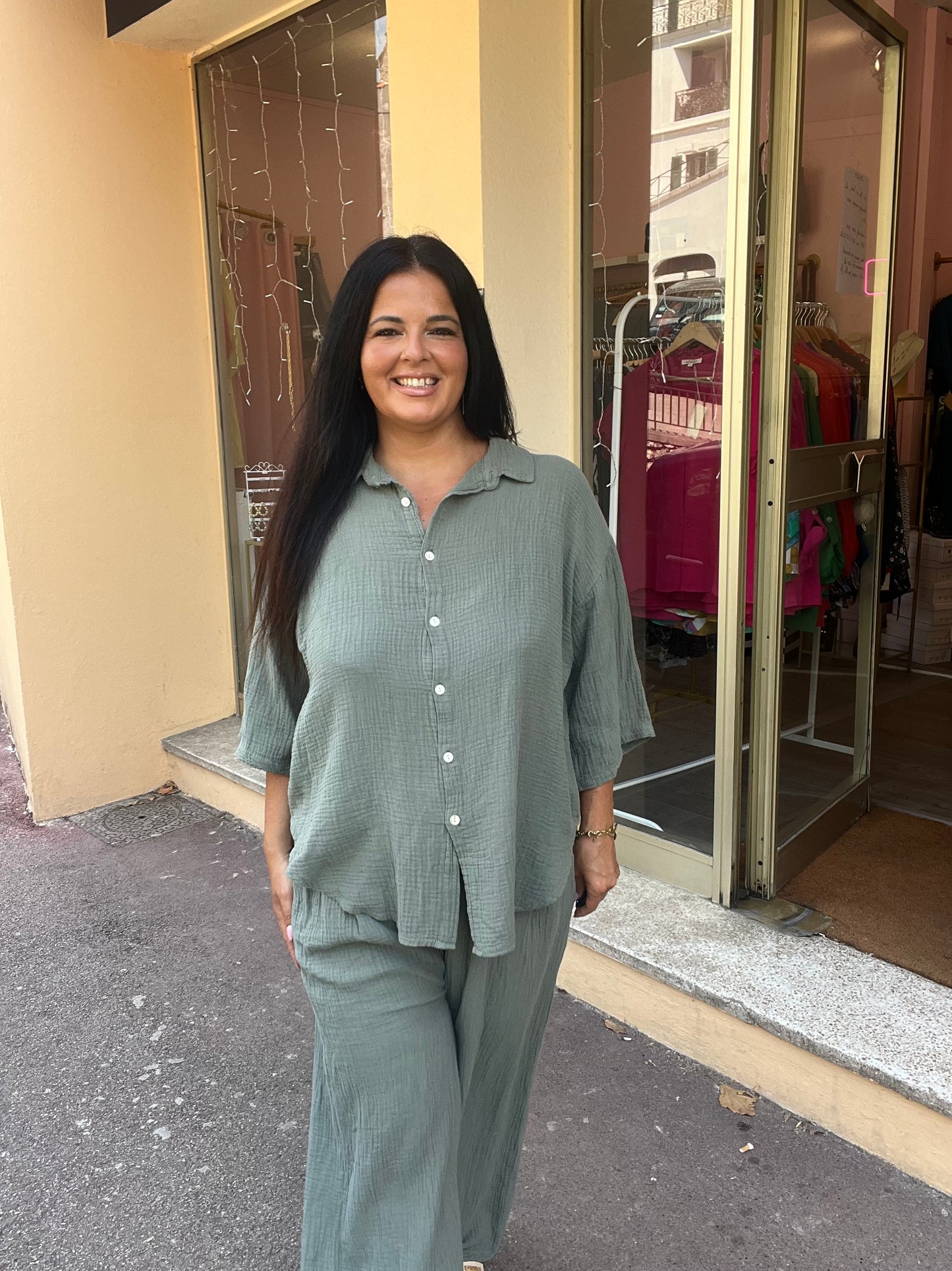 Ensemble grande taille kaki coton