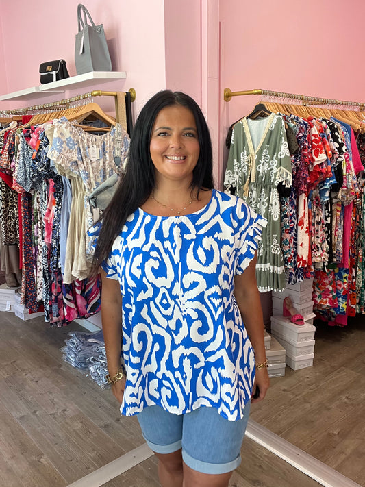 Blouse Kiara bleue grande taille