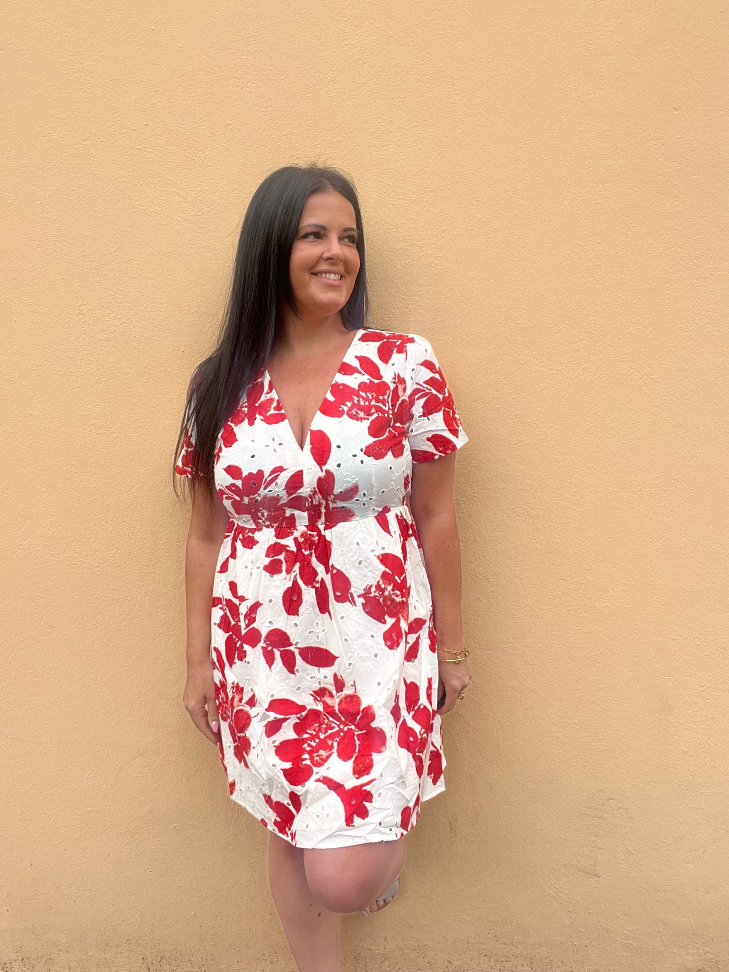 Robe Emi en coton rouge