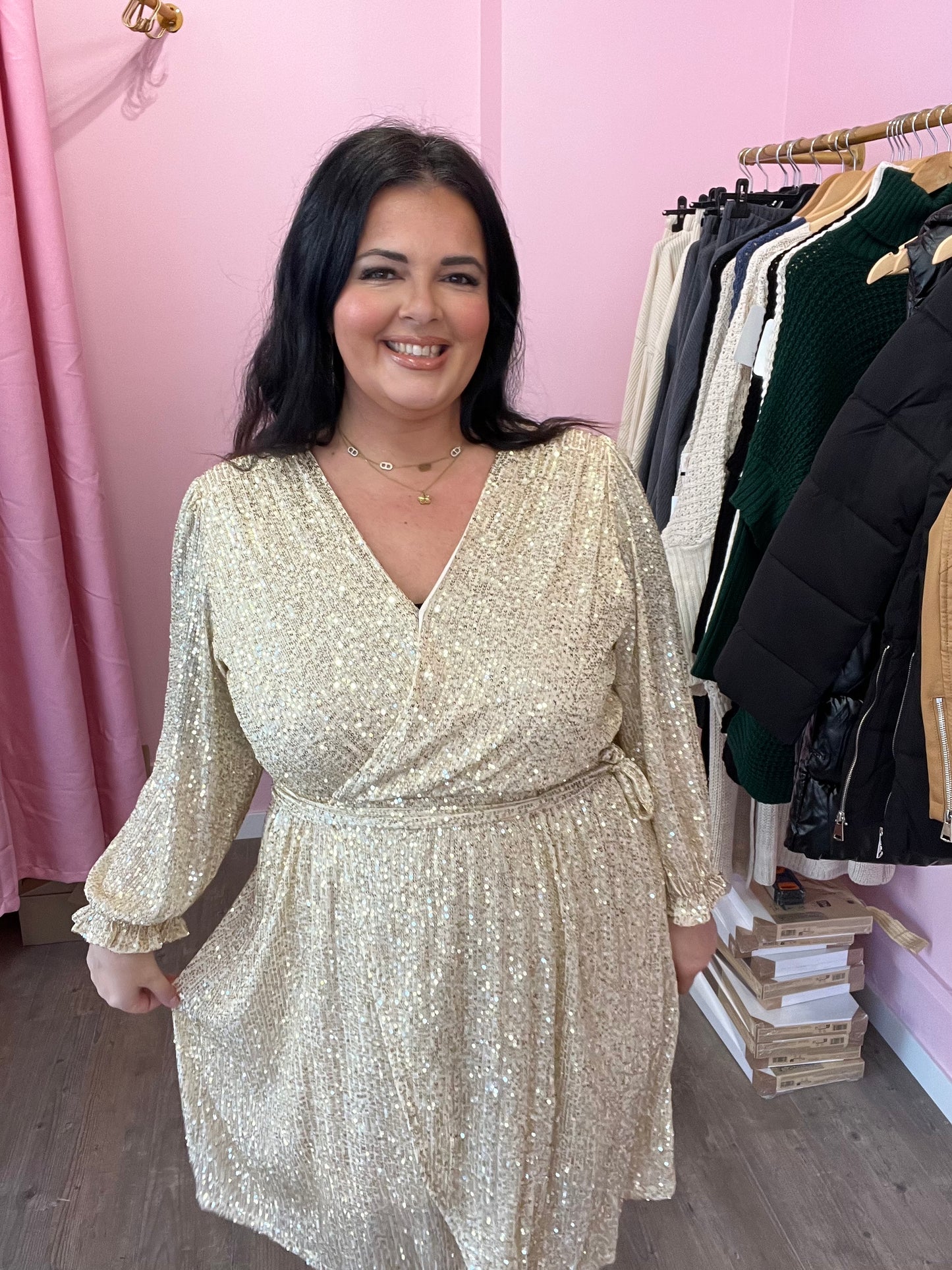 Robe pailletée dorée
