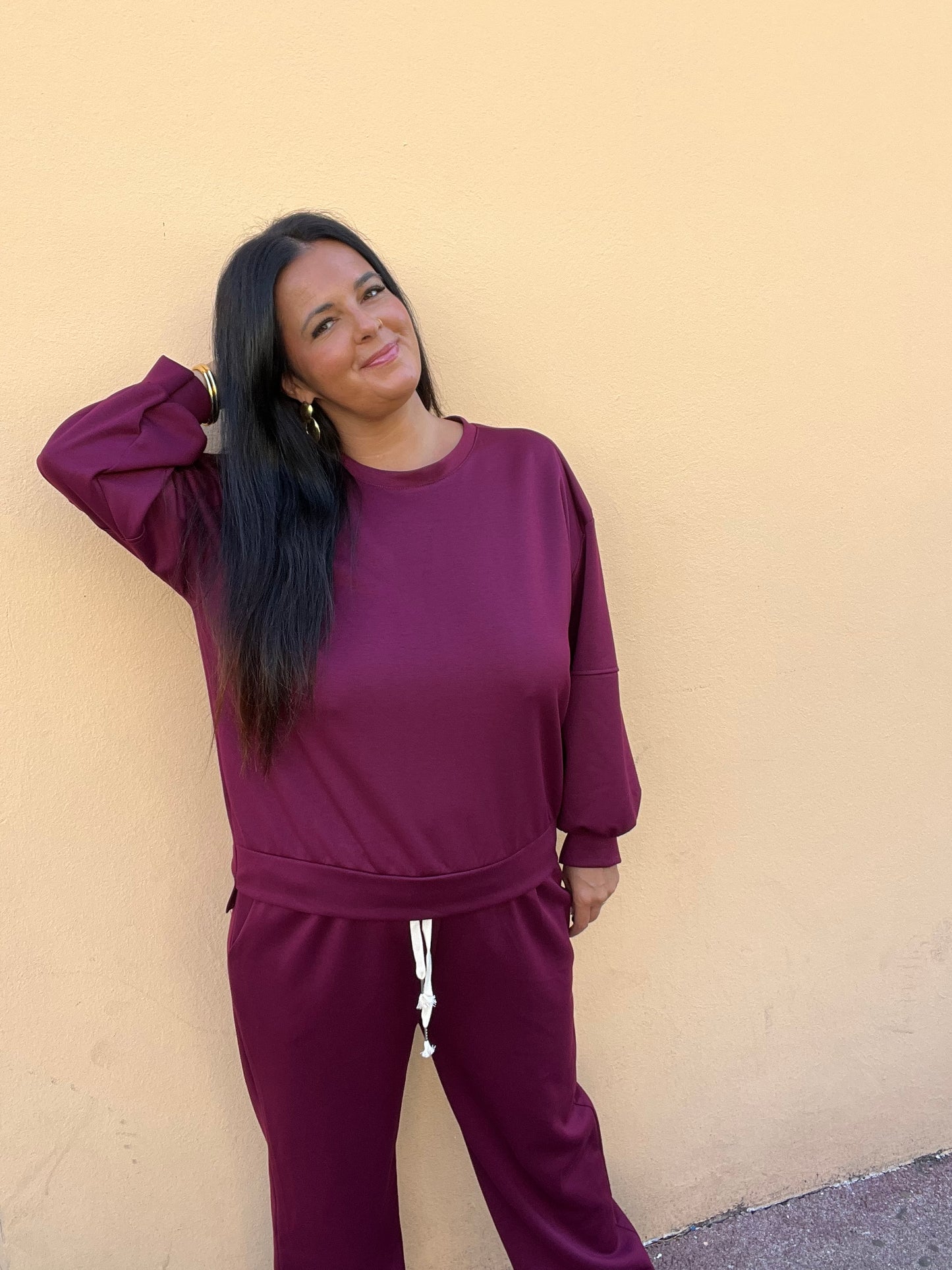 Ensemble grande taille sweat jogging bordeaux