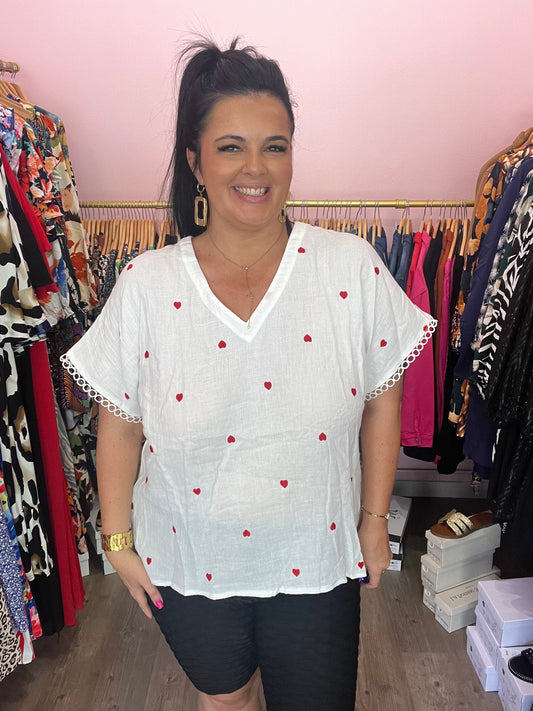 Blouse coeurs rouge