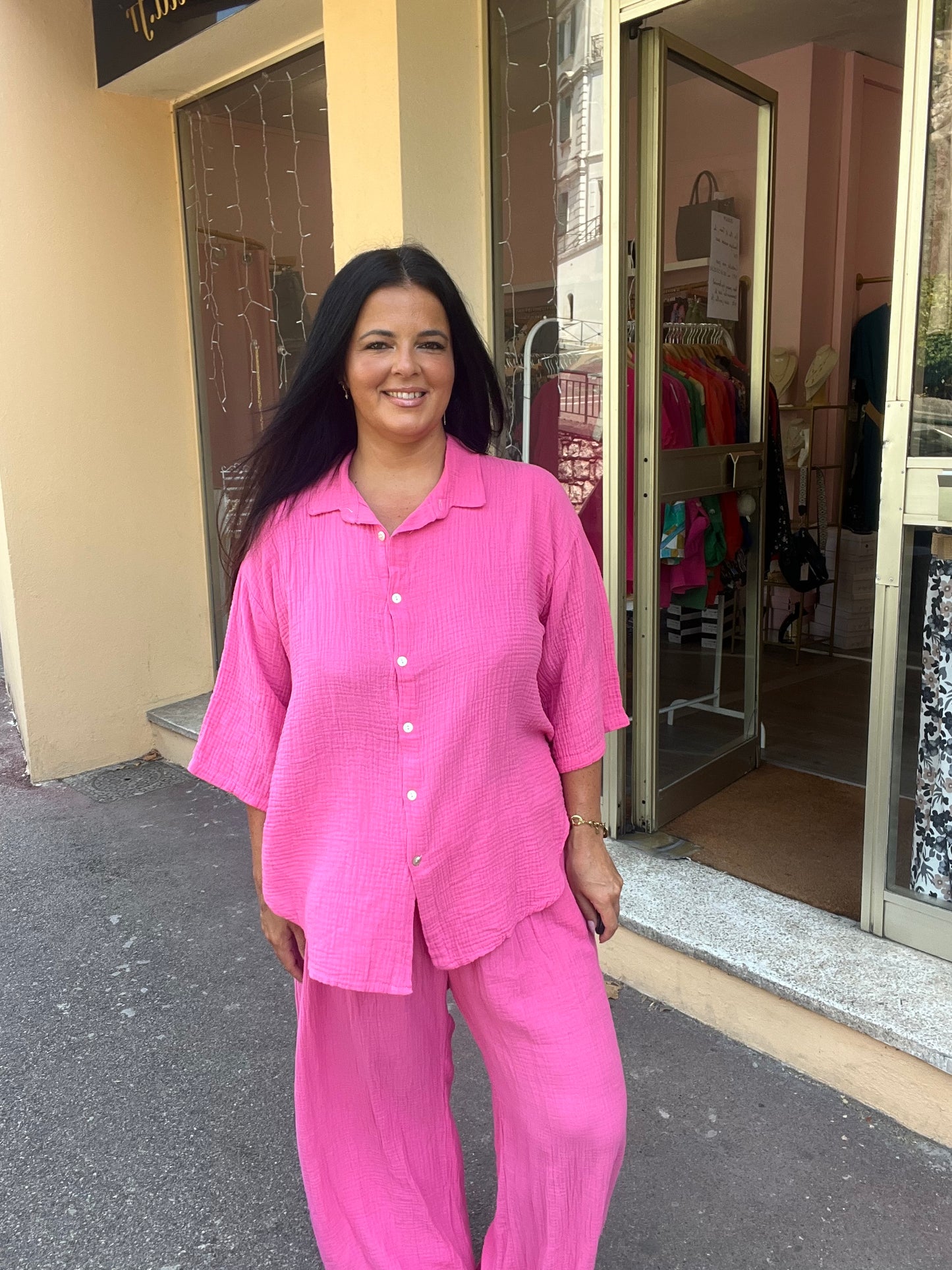 Ensemble grande taille rose coton