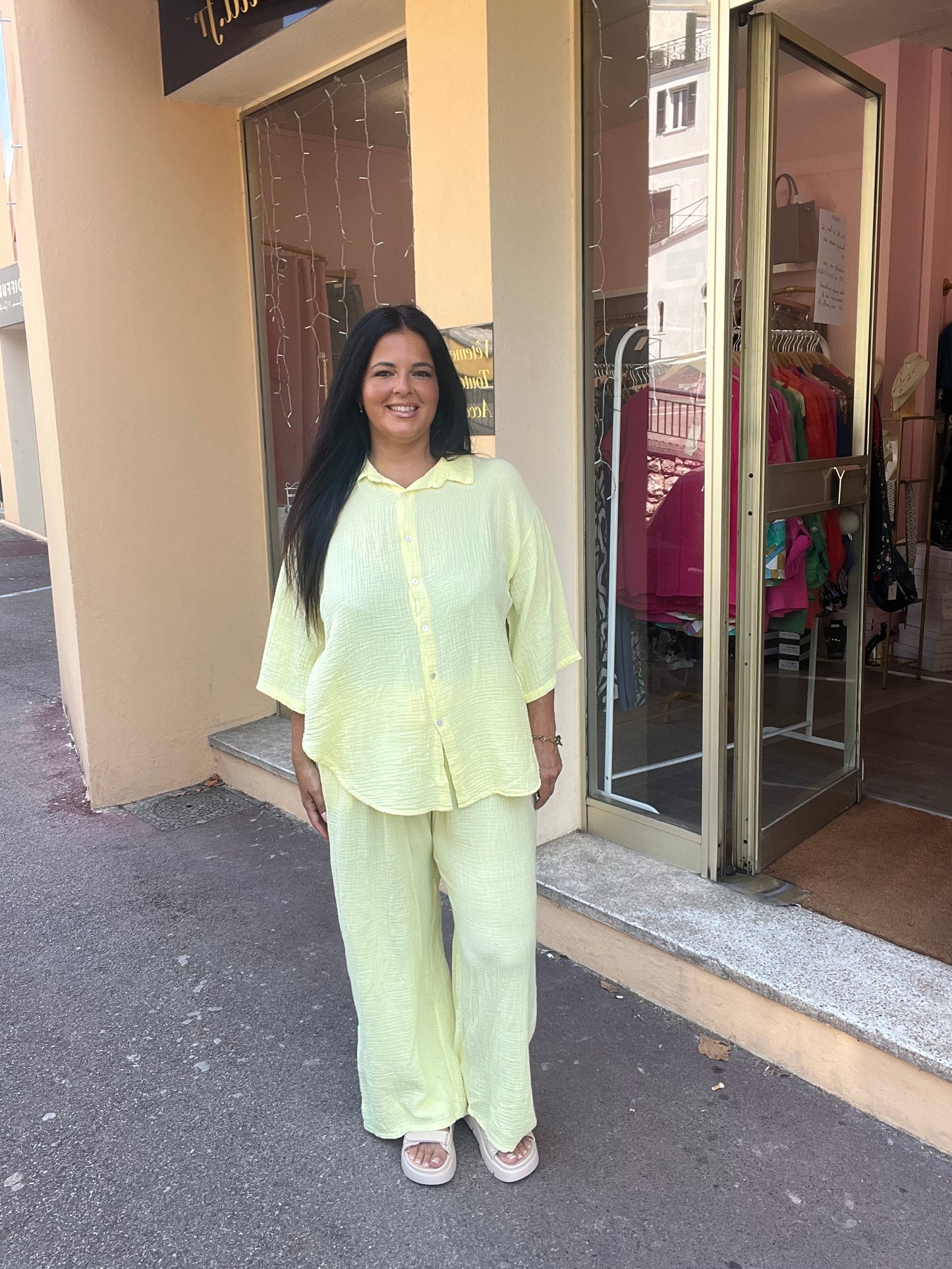 Ensemble grande taille jaune coton