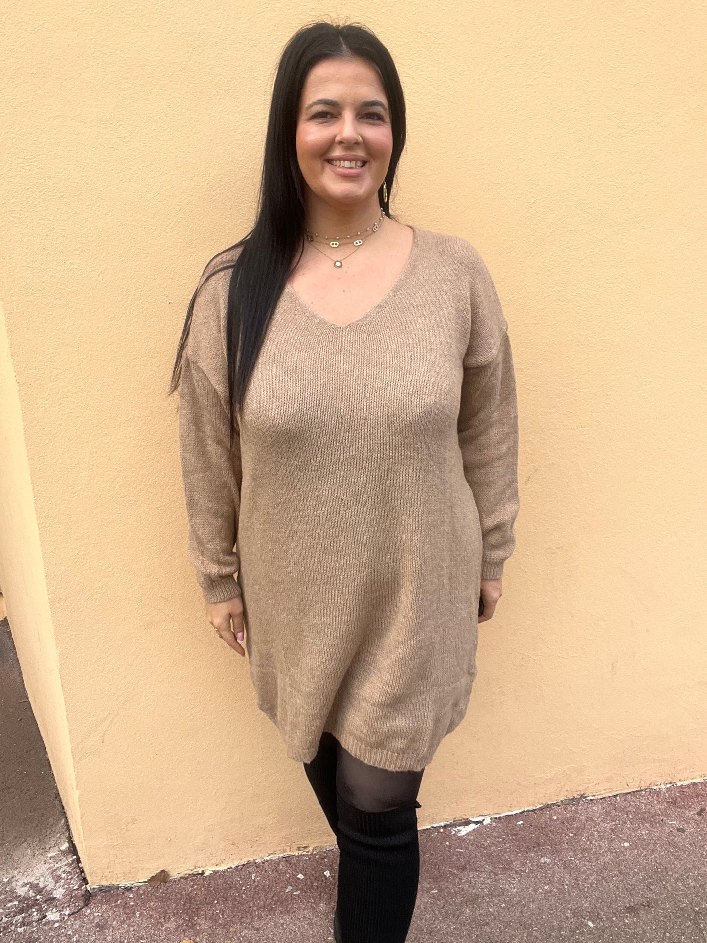 Robe pull beige